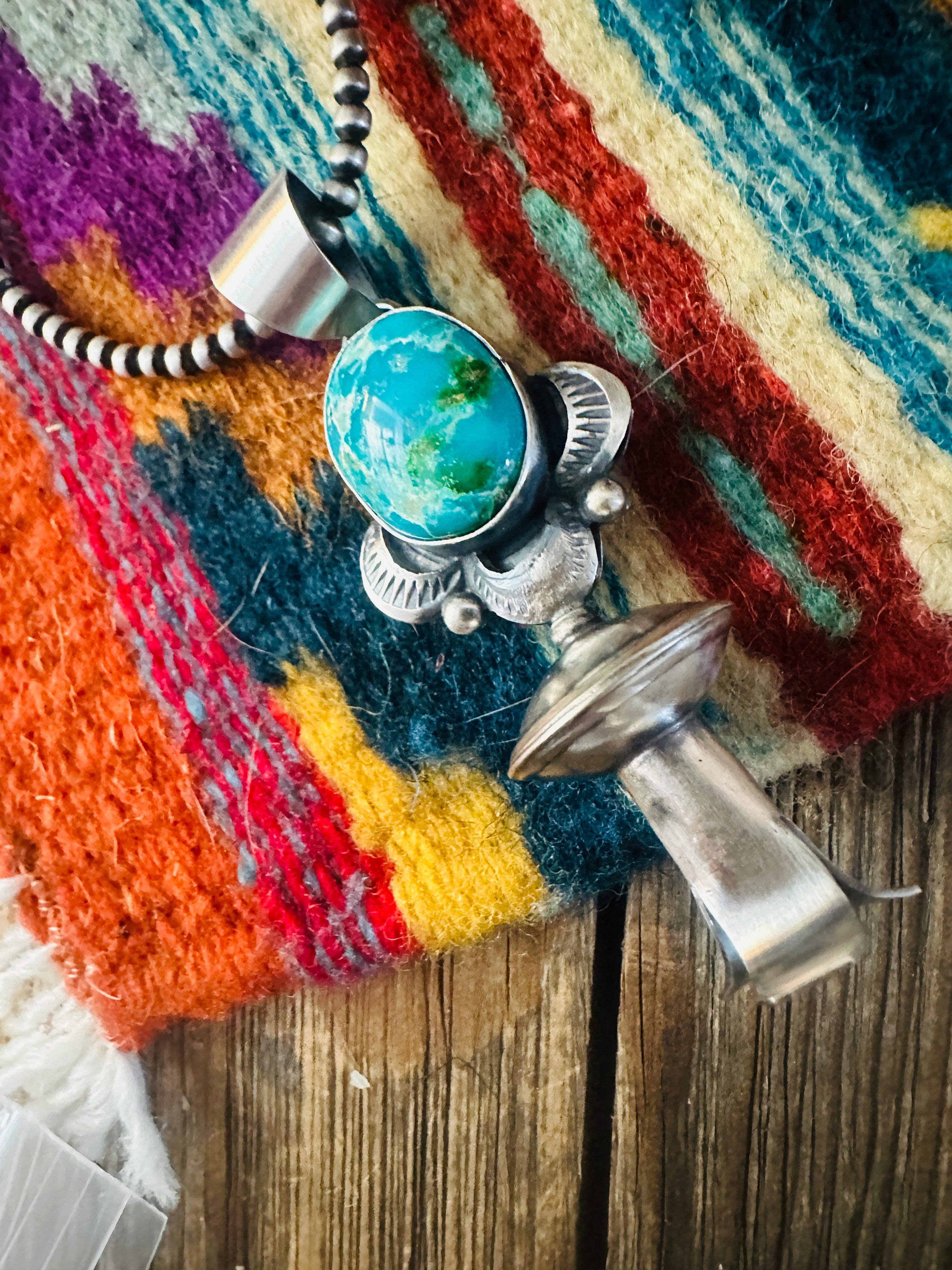 Handcrafted Sterling Silver & Sonoran Mountain Turquoise Blossom Pendant