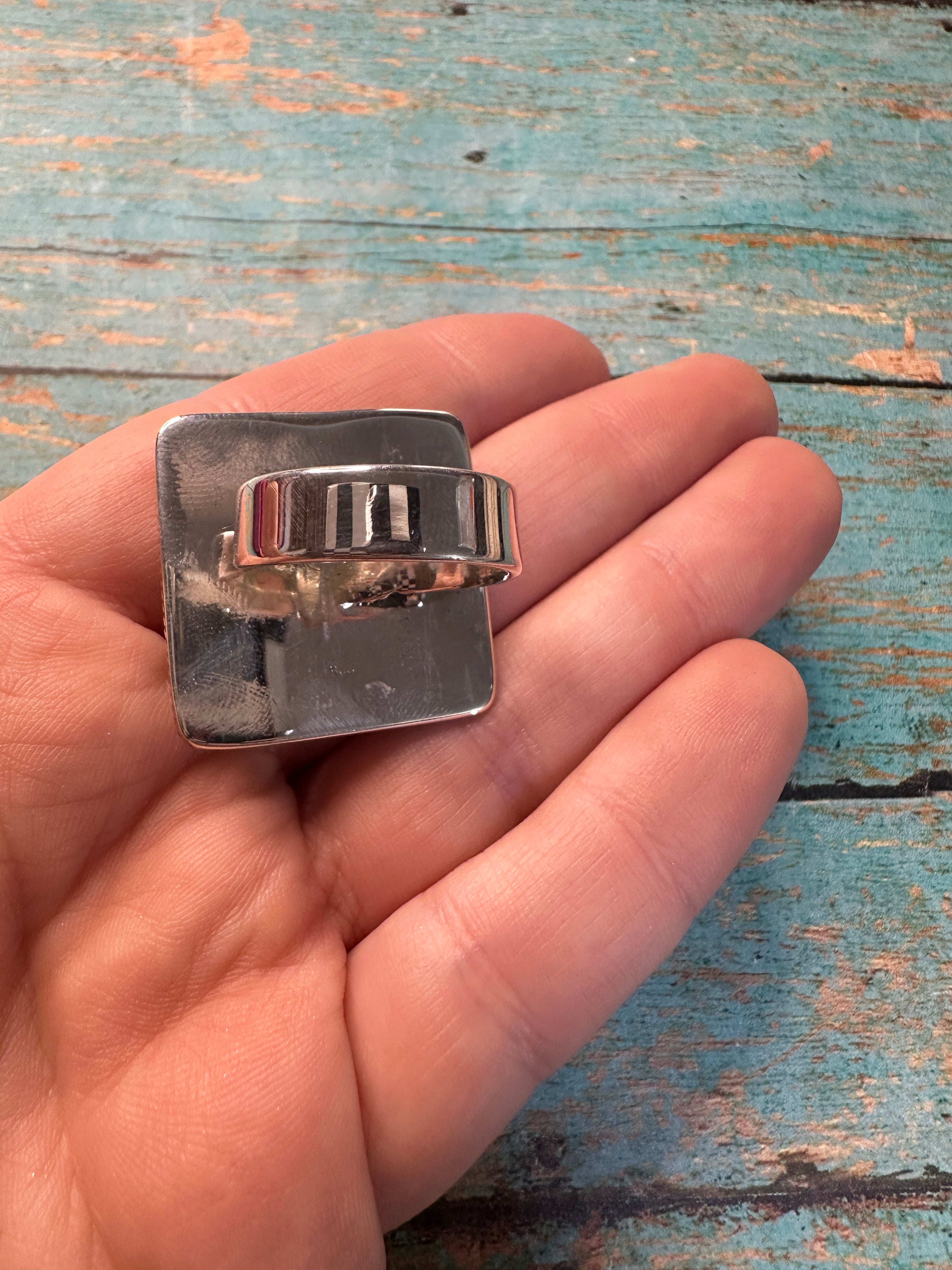 Beautiful Handmade White Buffalo, Turquoise And Sterling Silver Adjustable Ring