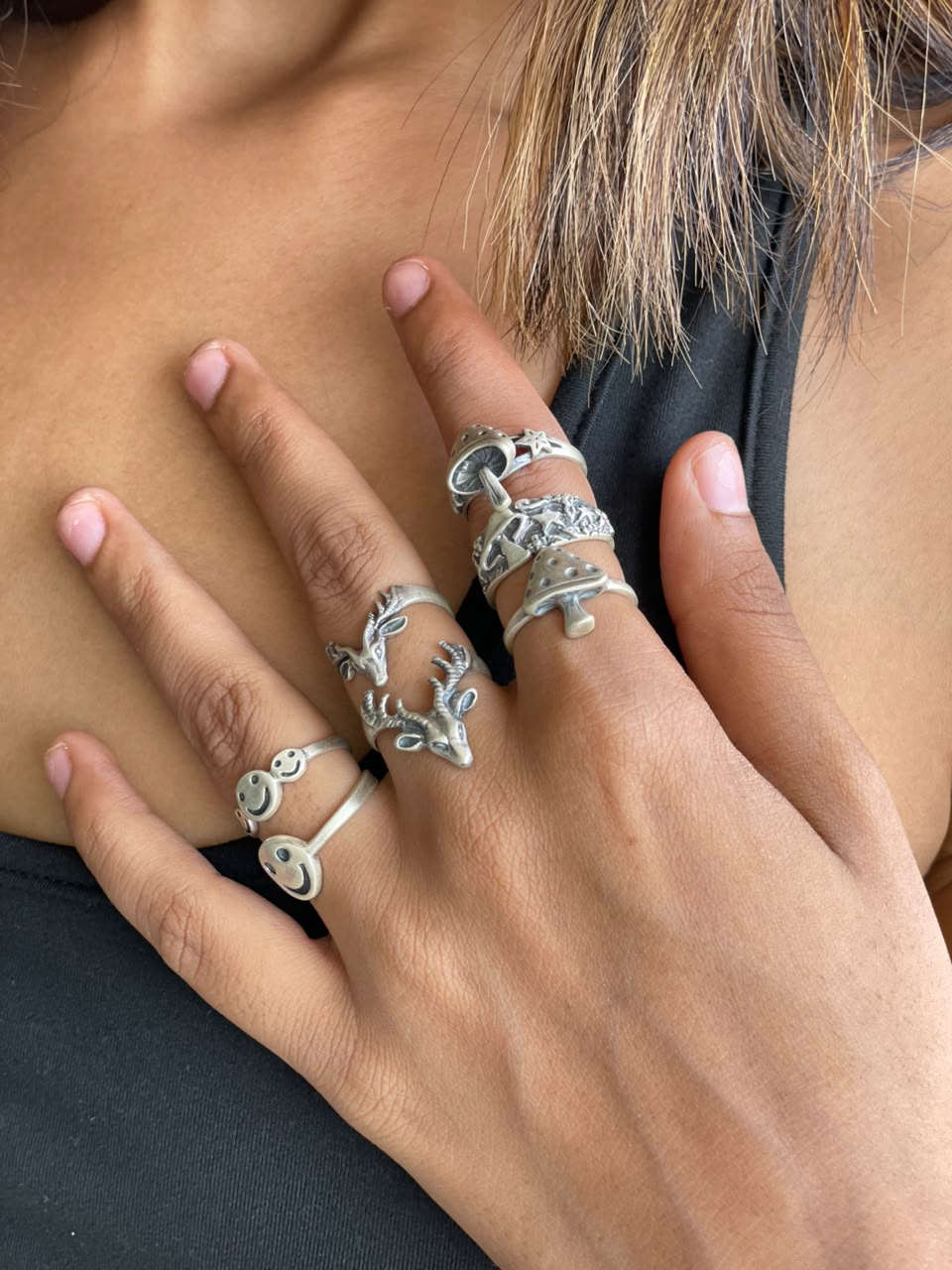 Handmade Sterling Silver Mystic Grove Stack Collection: Adjustable Ring