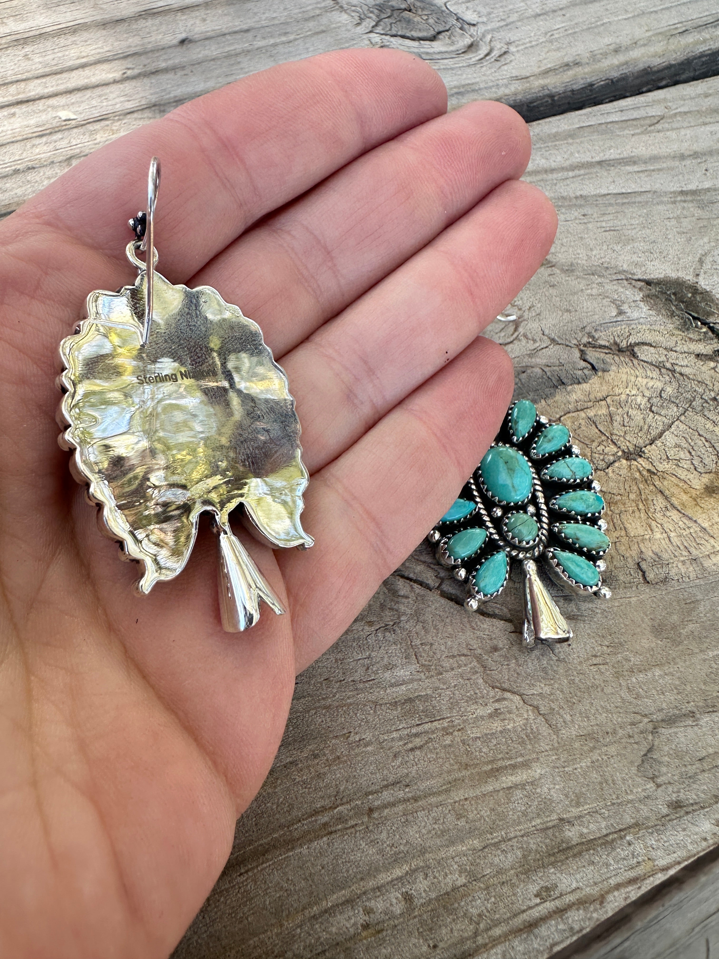 Handmade Sterling Silver & Turquoise Blossom Earrings