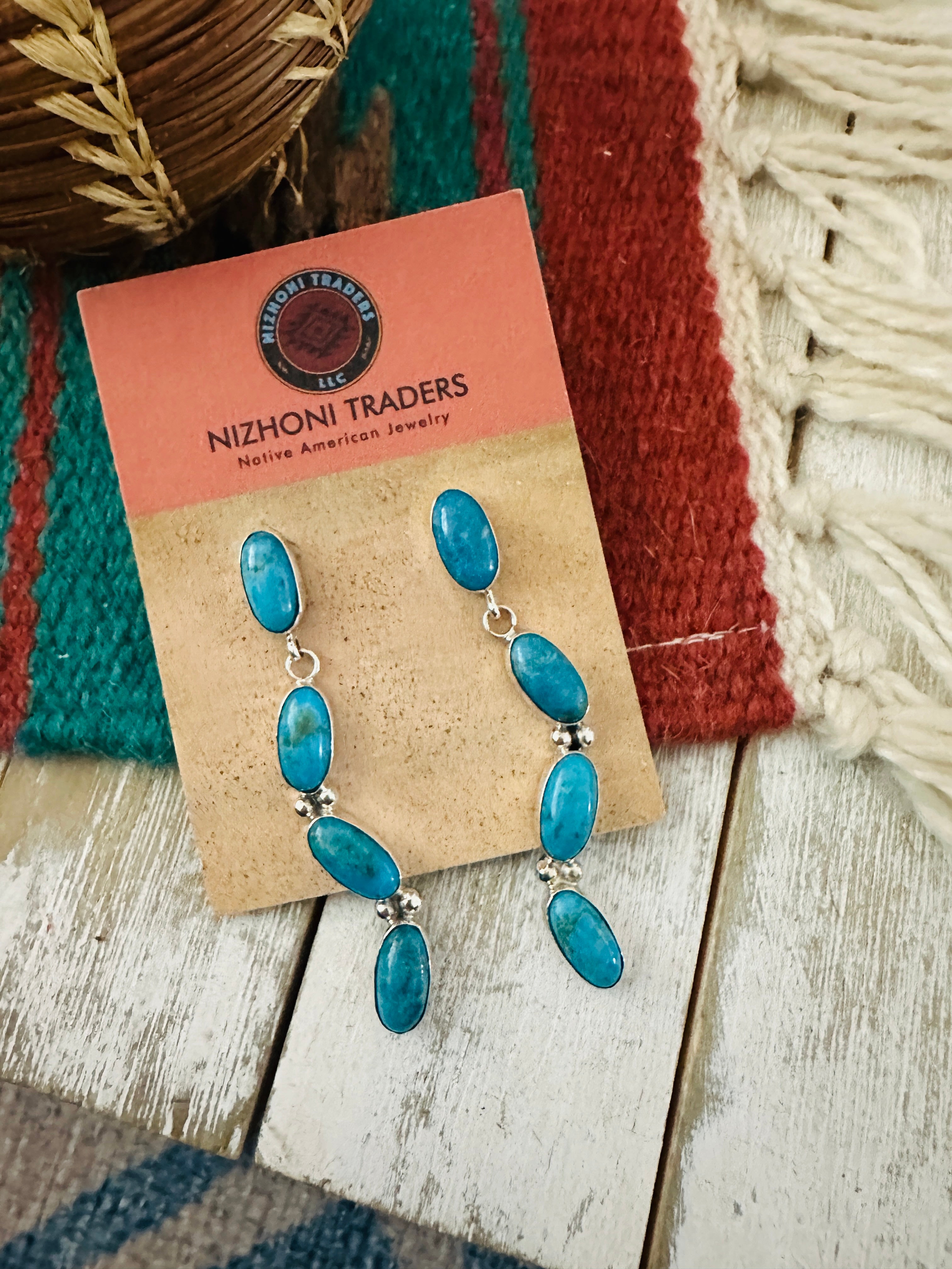 Handcrafted Sterling Silver & Turquoise Dangle Earrings