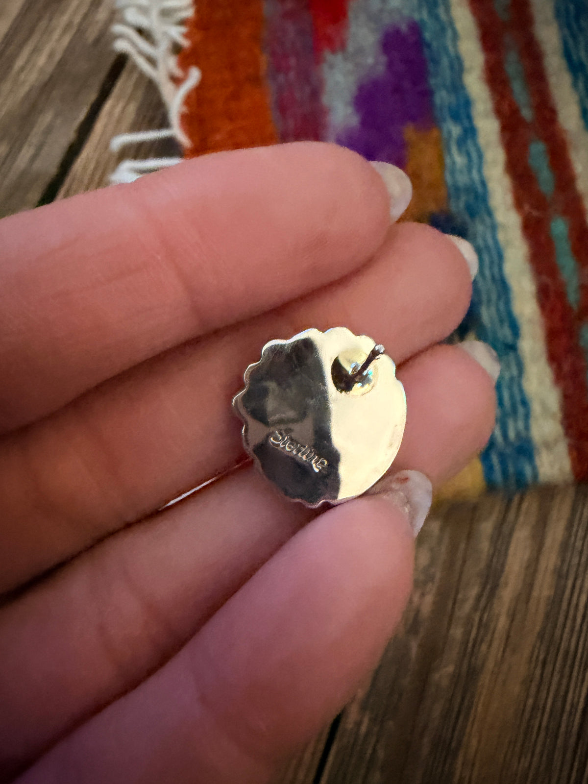 Handcrafted Sterling Silver and Mother of Pearl Stud Earrings