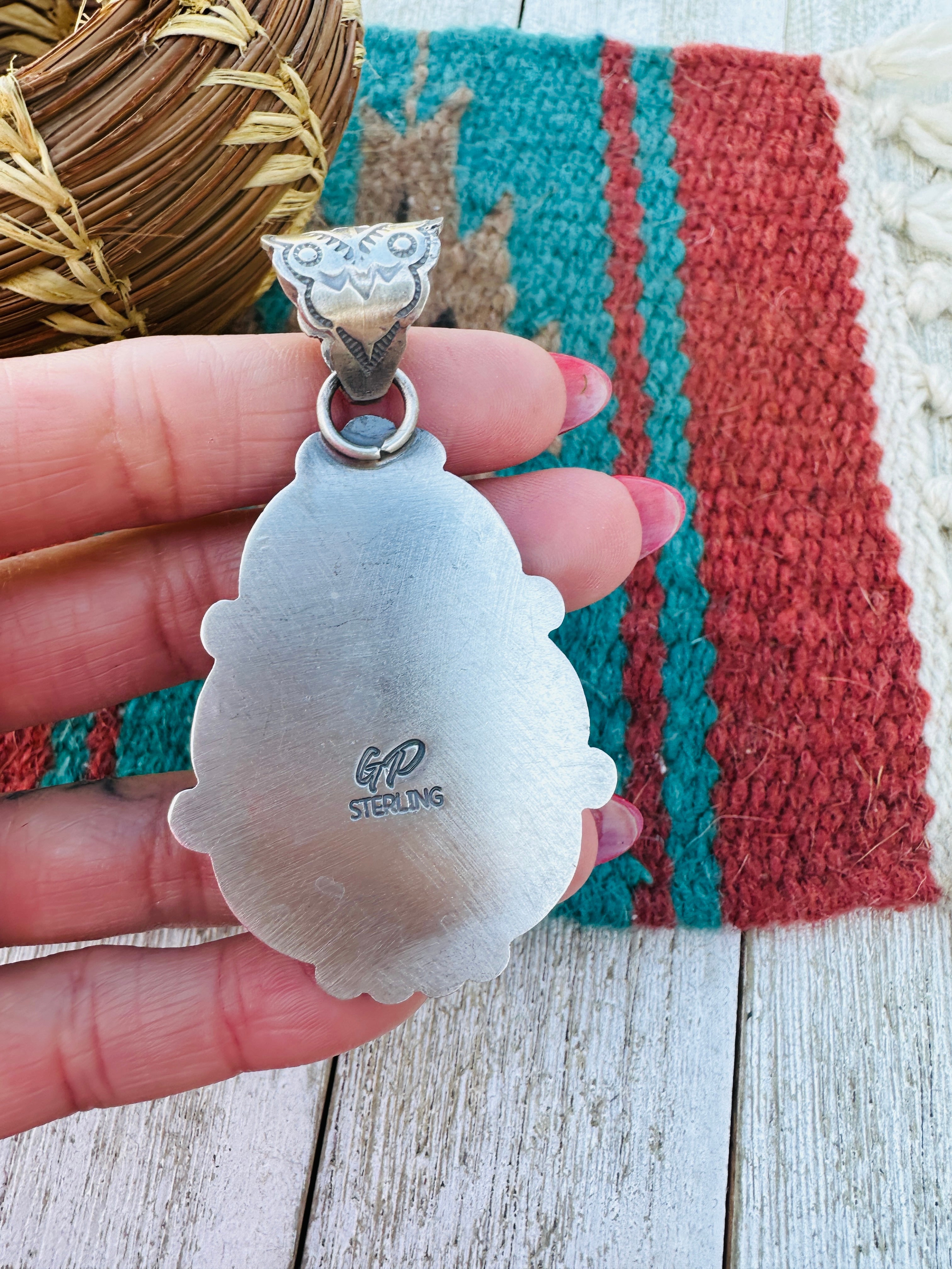 Handcrafted Sterling Silver & Blackjack Turquoise Pendant