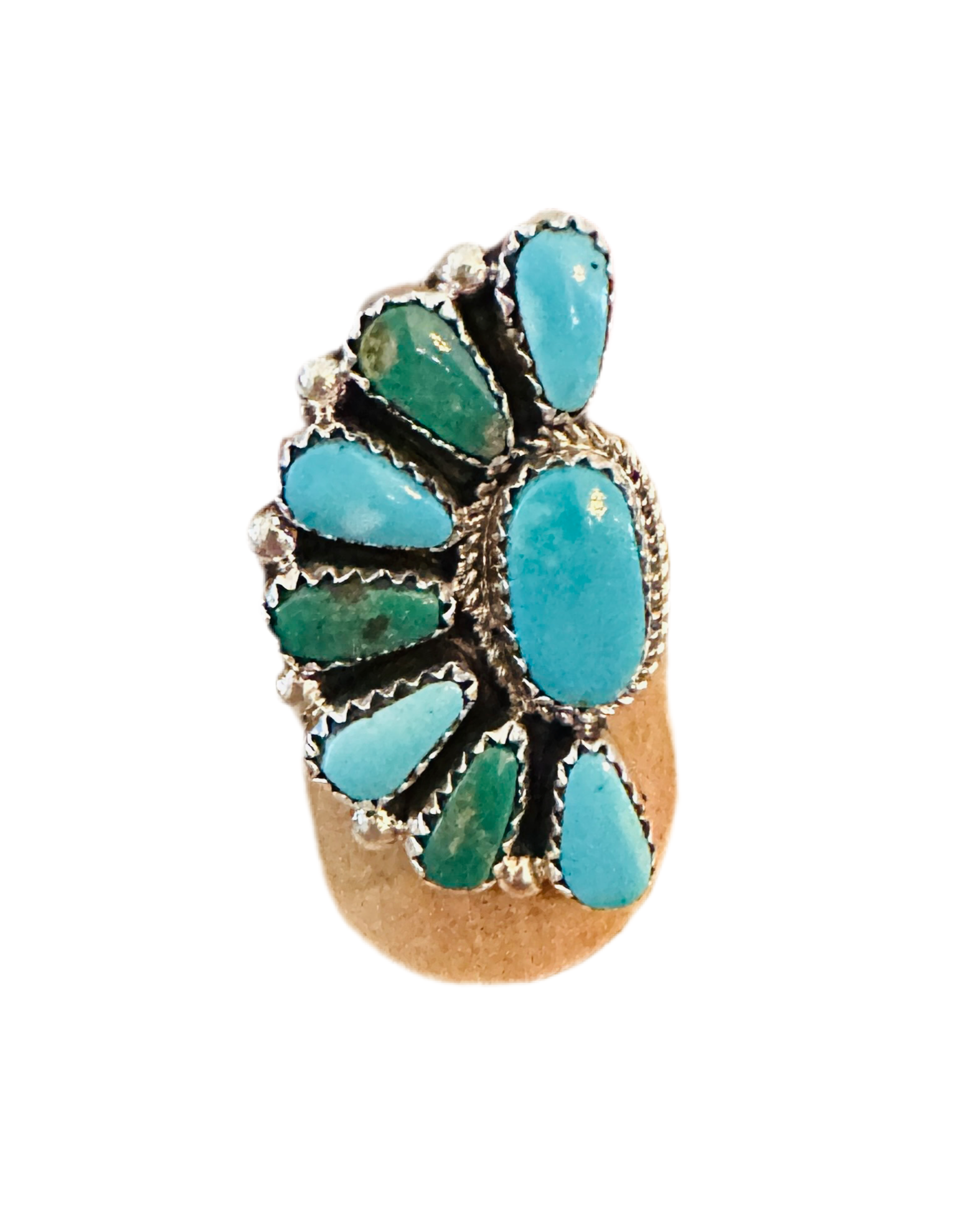 Handcrafted Sterling Silver & Turquoise Cluster Adjustable Ring