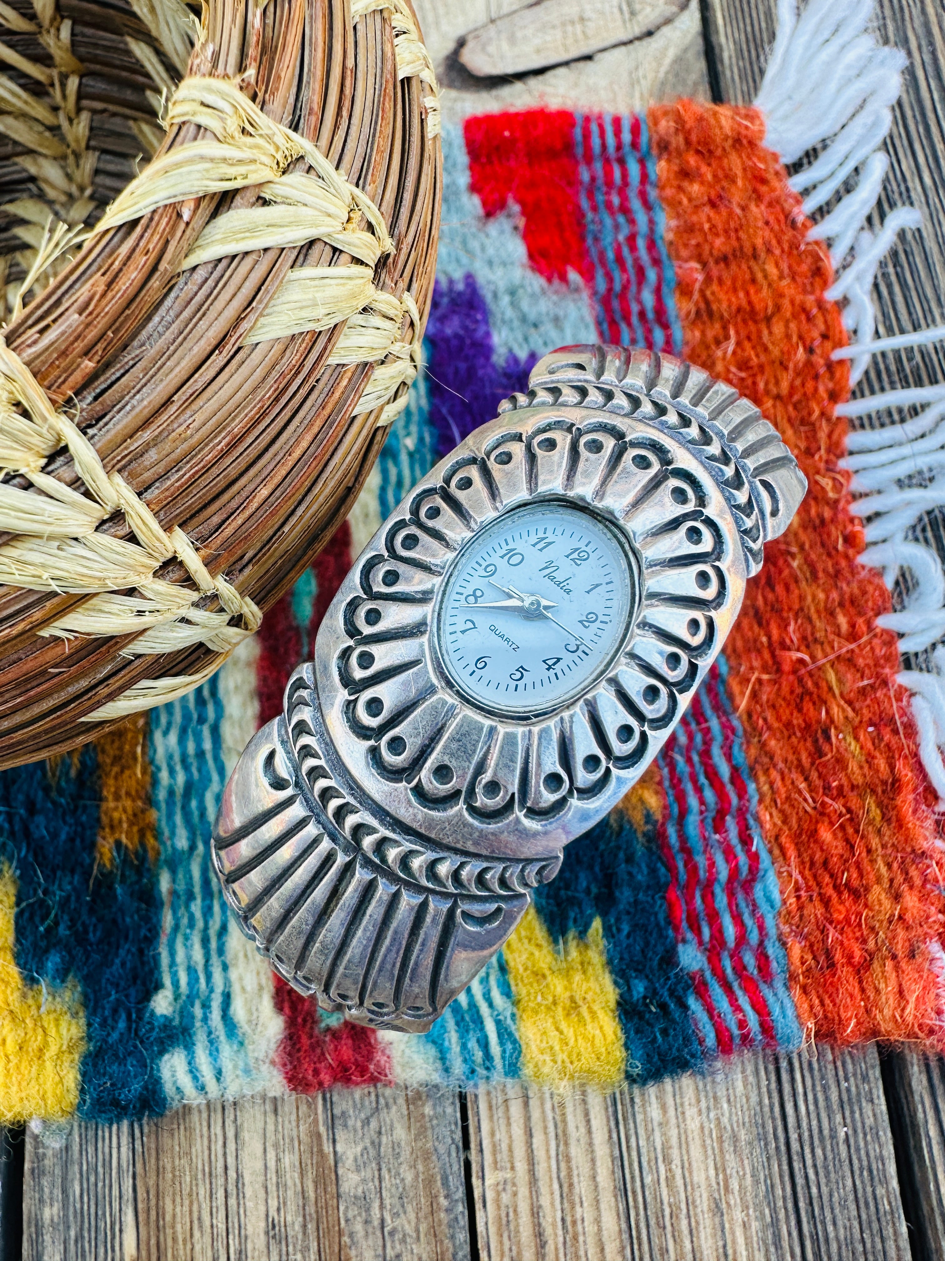 Handcrafted Old Pawn Sterling Silver Watch Cuff Bracelet