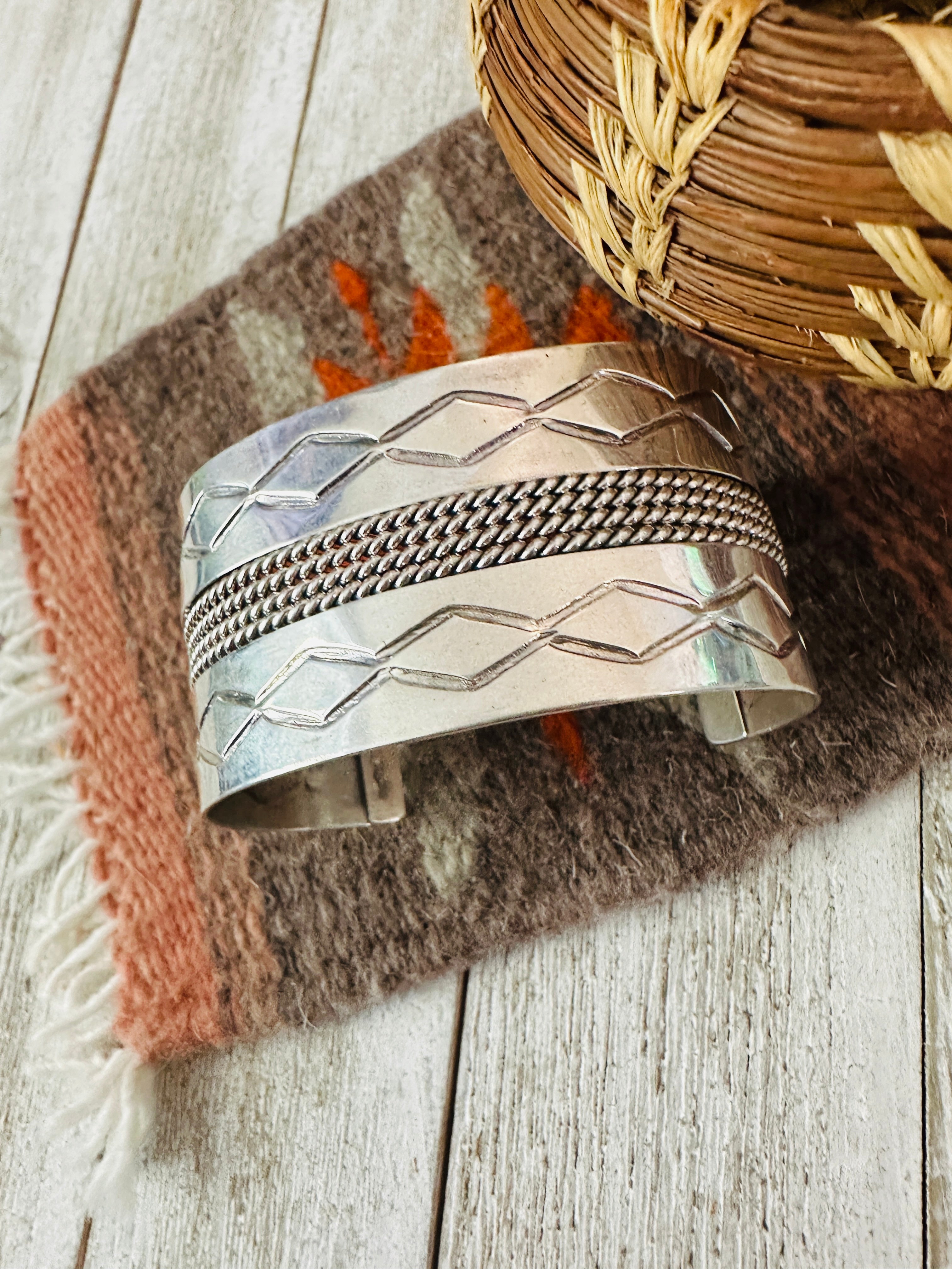 Handcrafted & Hand Stamped Sterling Silver Cuff Bracelet