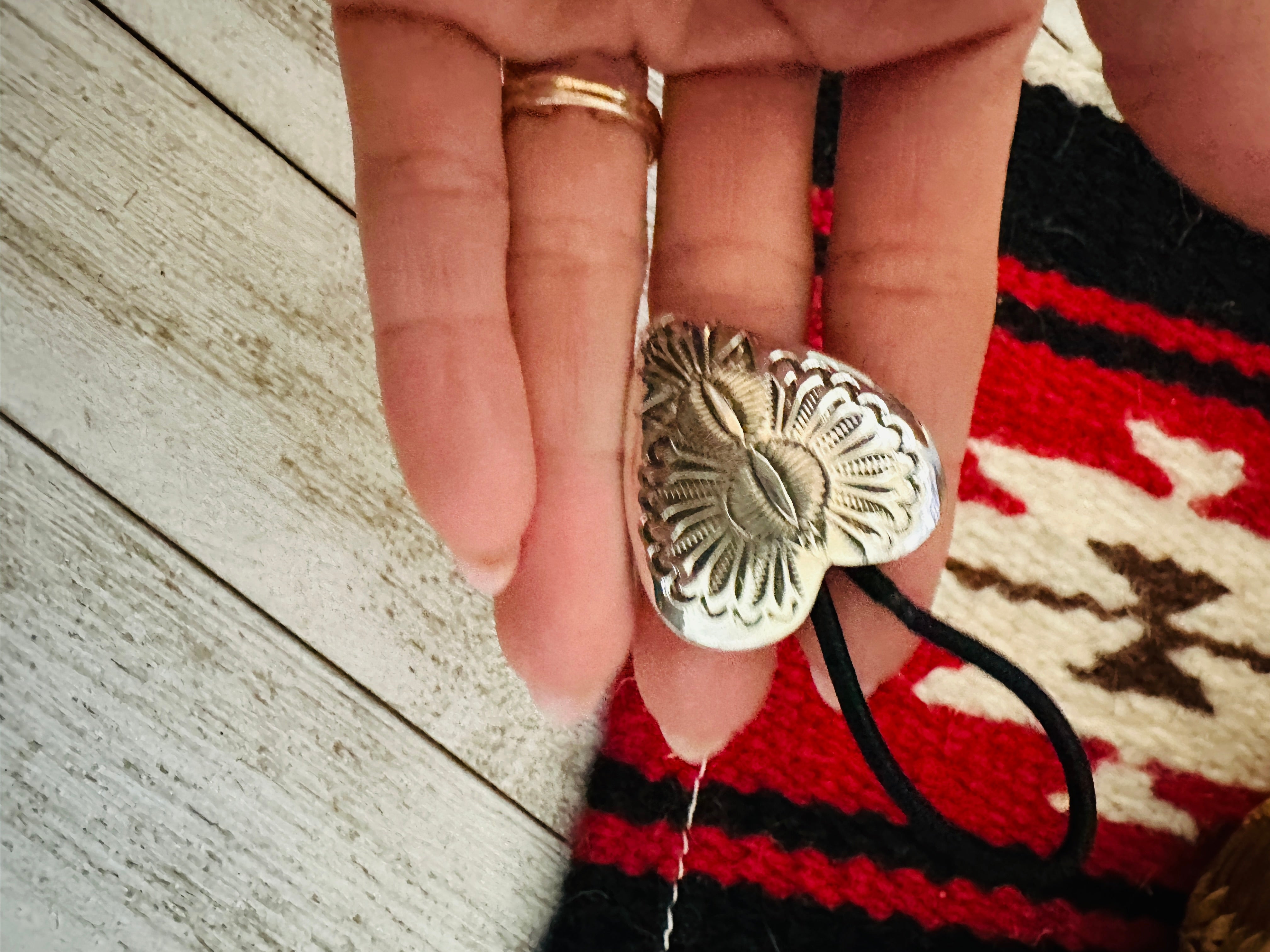 Handcrafted Hand Stamped Sterling Silver Heart Hair Tie