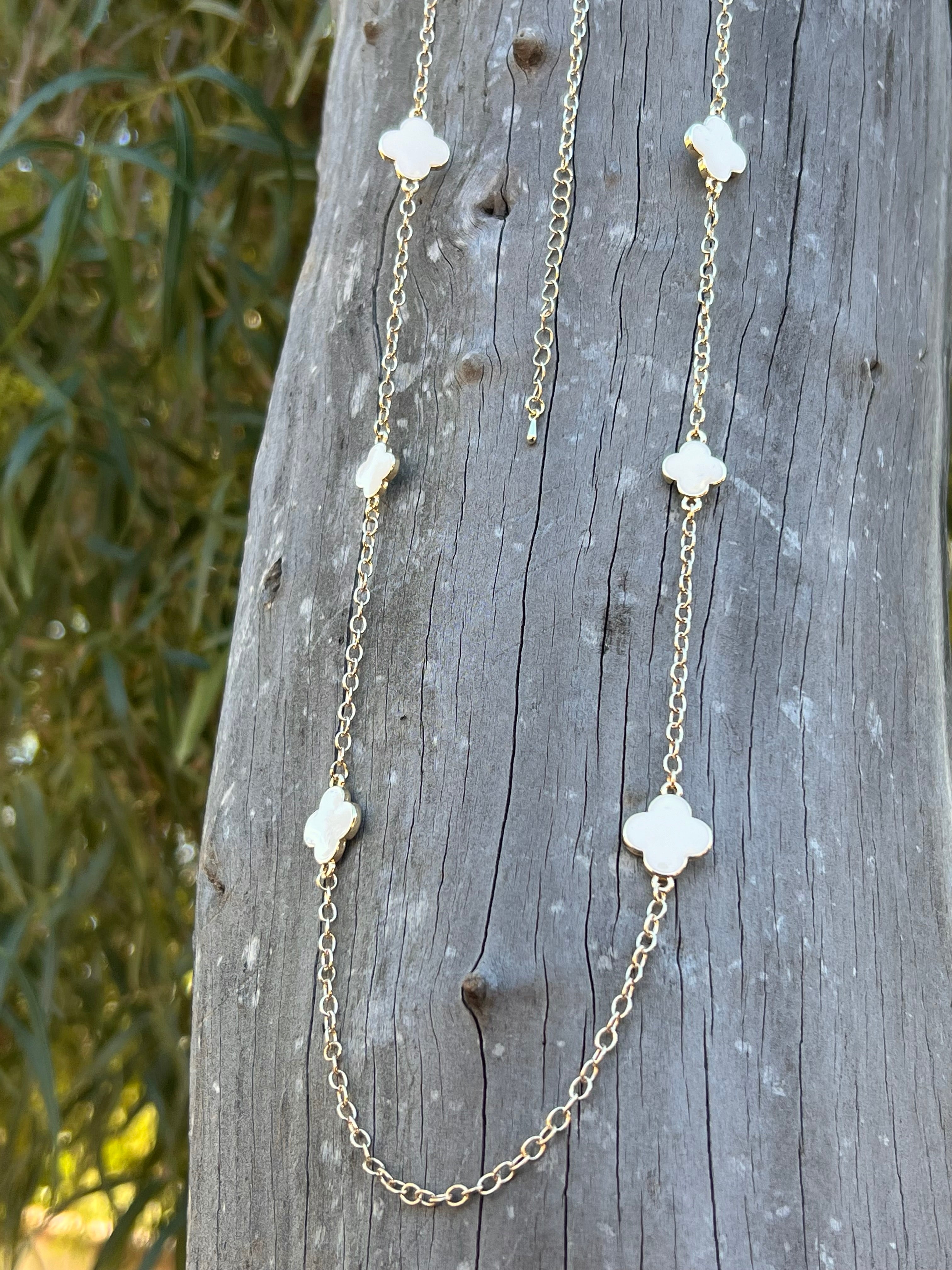 14k Gold Plated White Cross Necklace