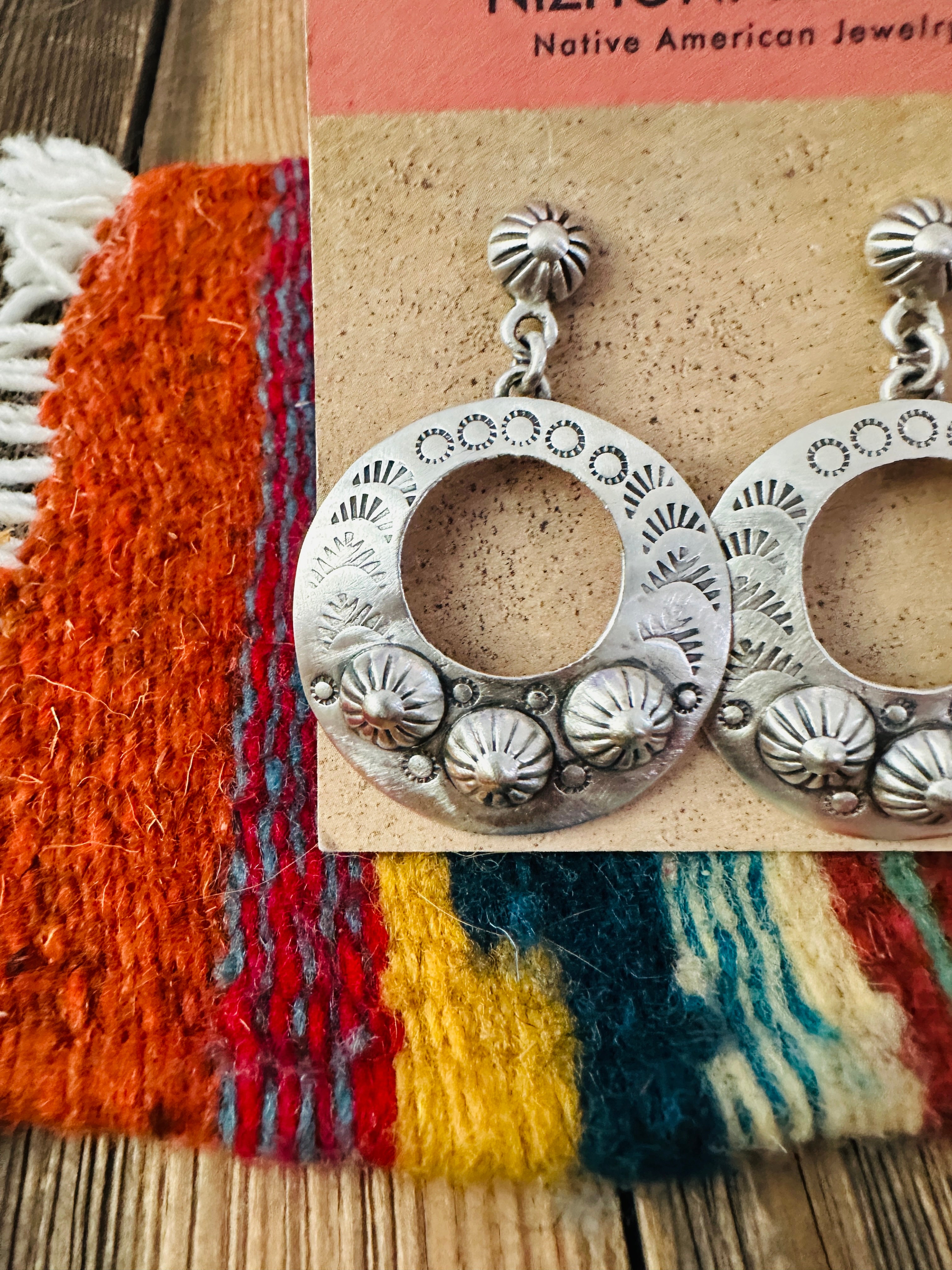 Handcrafted Sterling Silver Concho Dangle Earrings