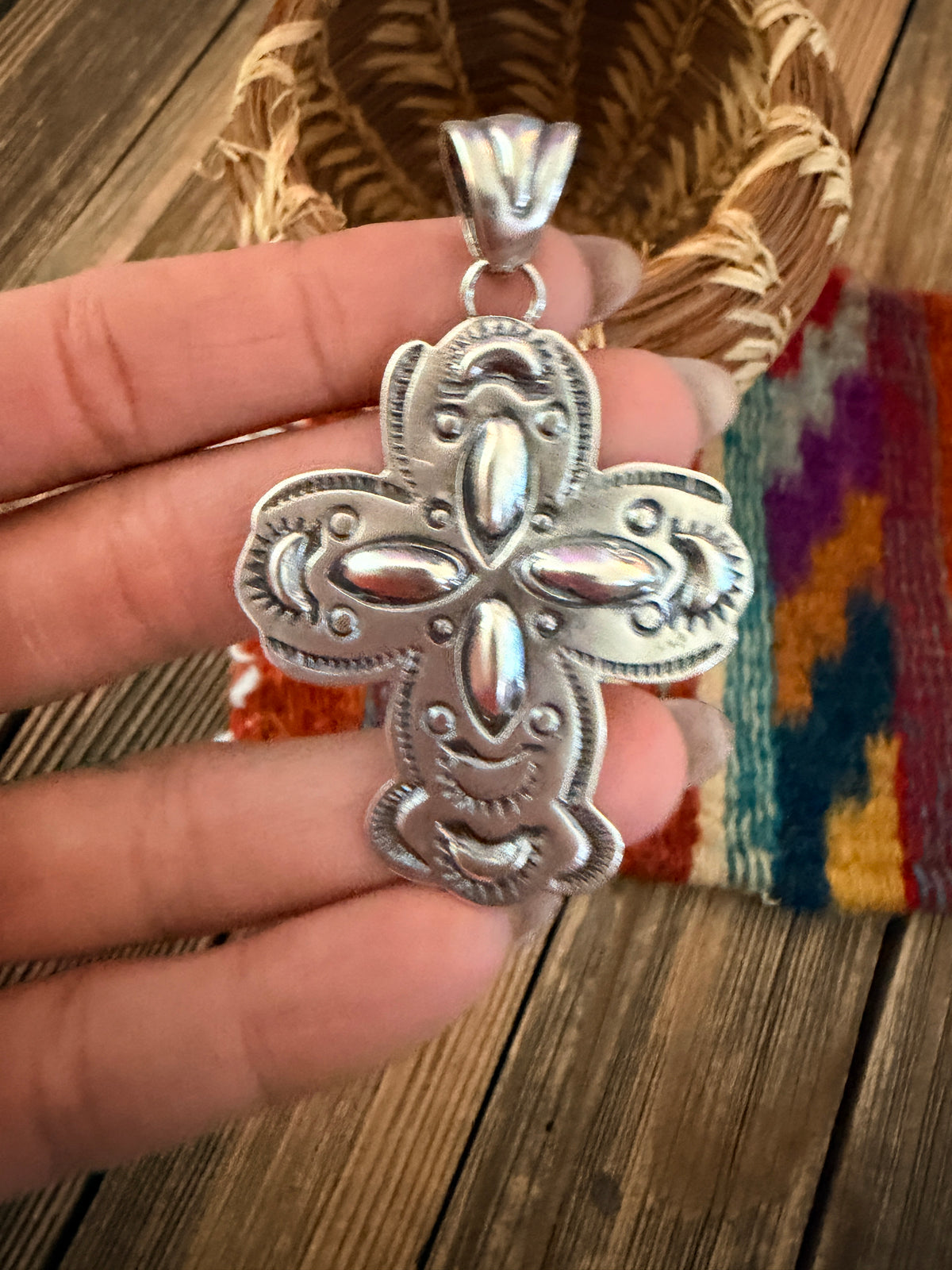 Handcrafted Sterling Silver Cross Pendant by Benson Shorty