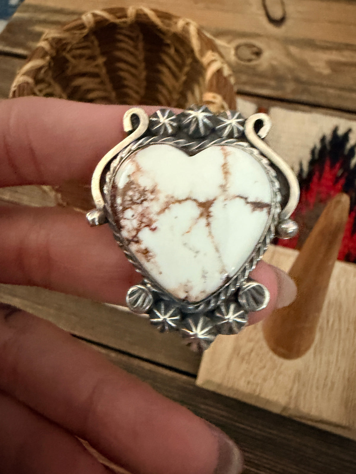 Handcrafted Wild Horse & Sterling Silver Heart Ring 10 by Rosella Paxson
