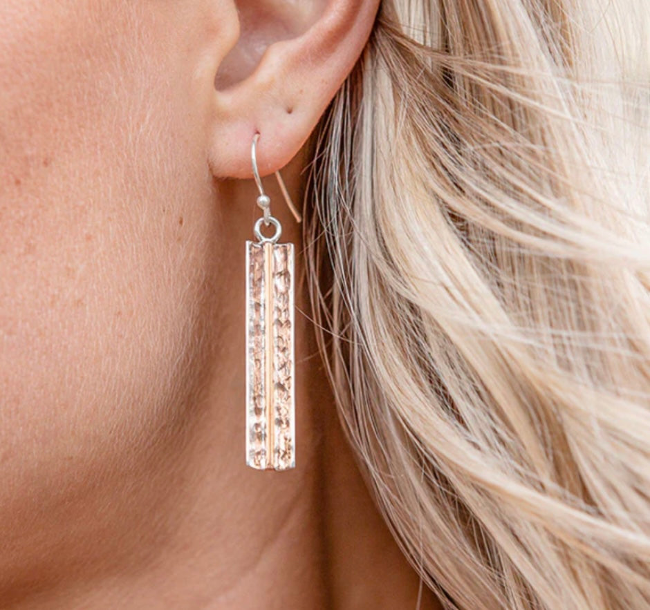 Copper Reflection Sterling Silver Earrings on Hook