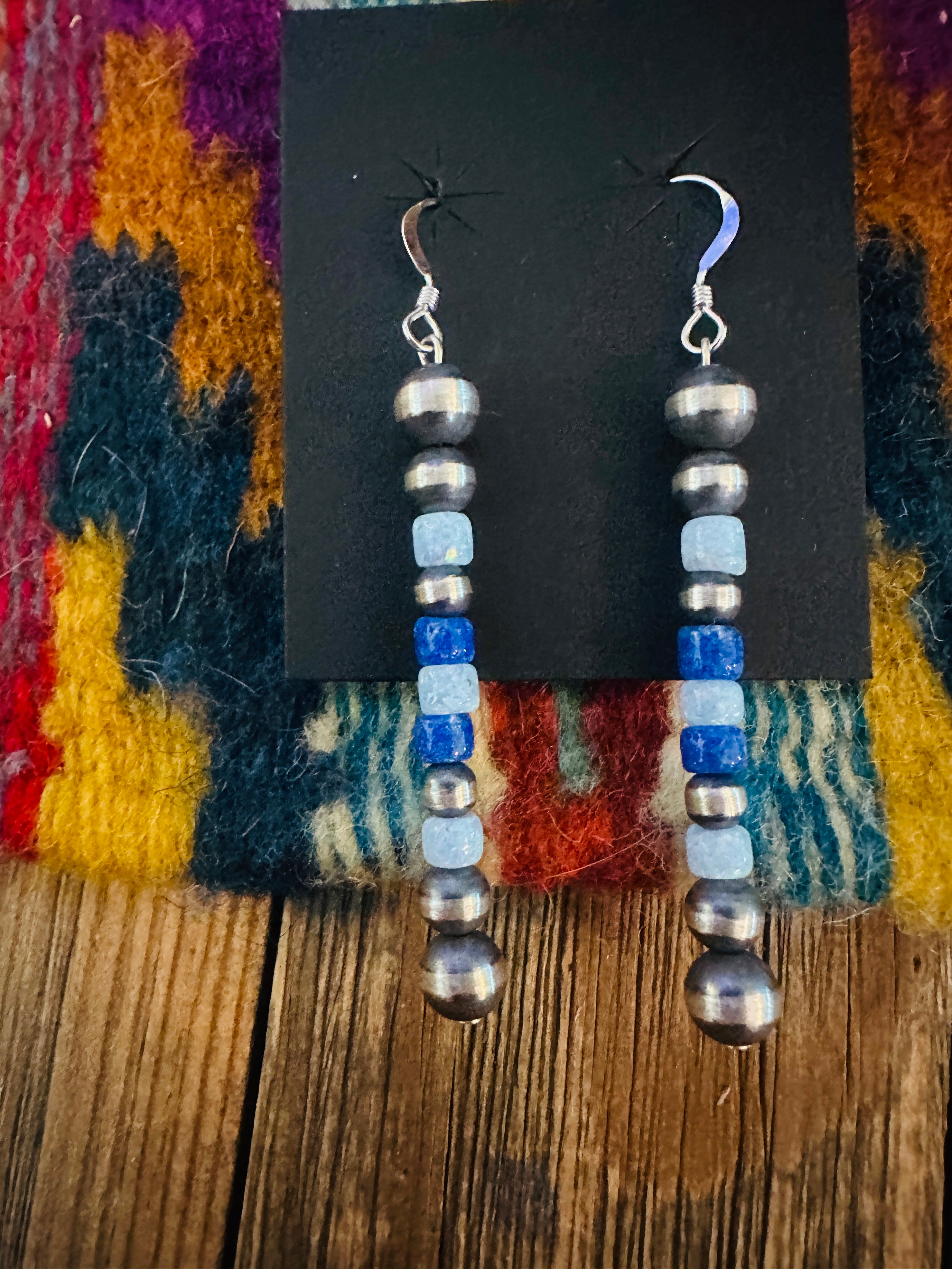 Handcrafted Opal & Sterling Silver Pearl Beaded Dangle Earrings