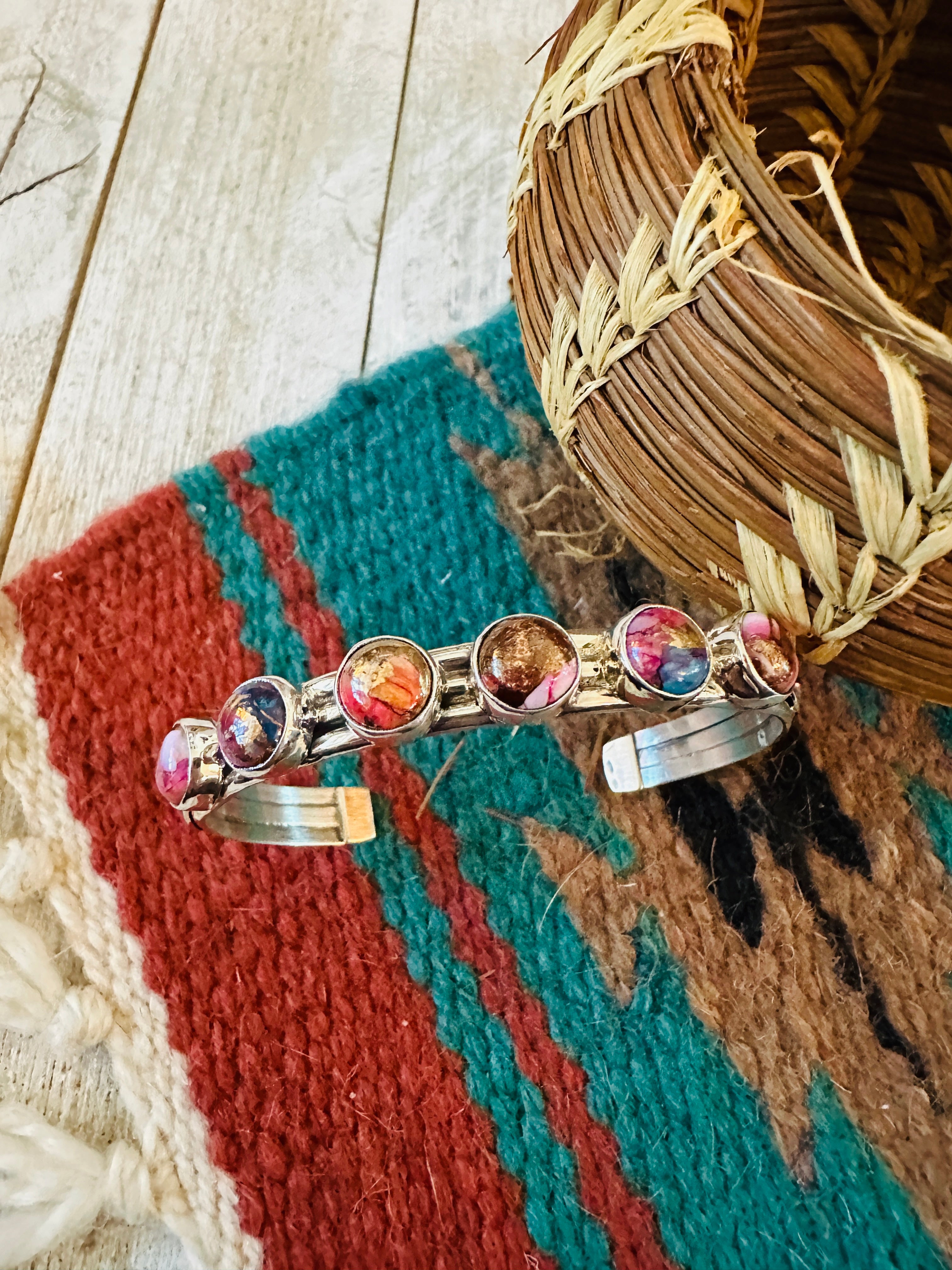 Handcrafted Sterling Silver & Pink Dream Mojave Cuff Bracelet