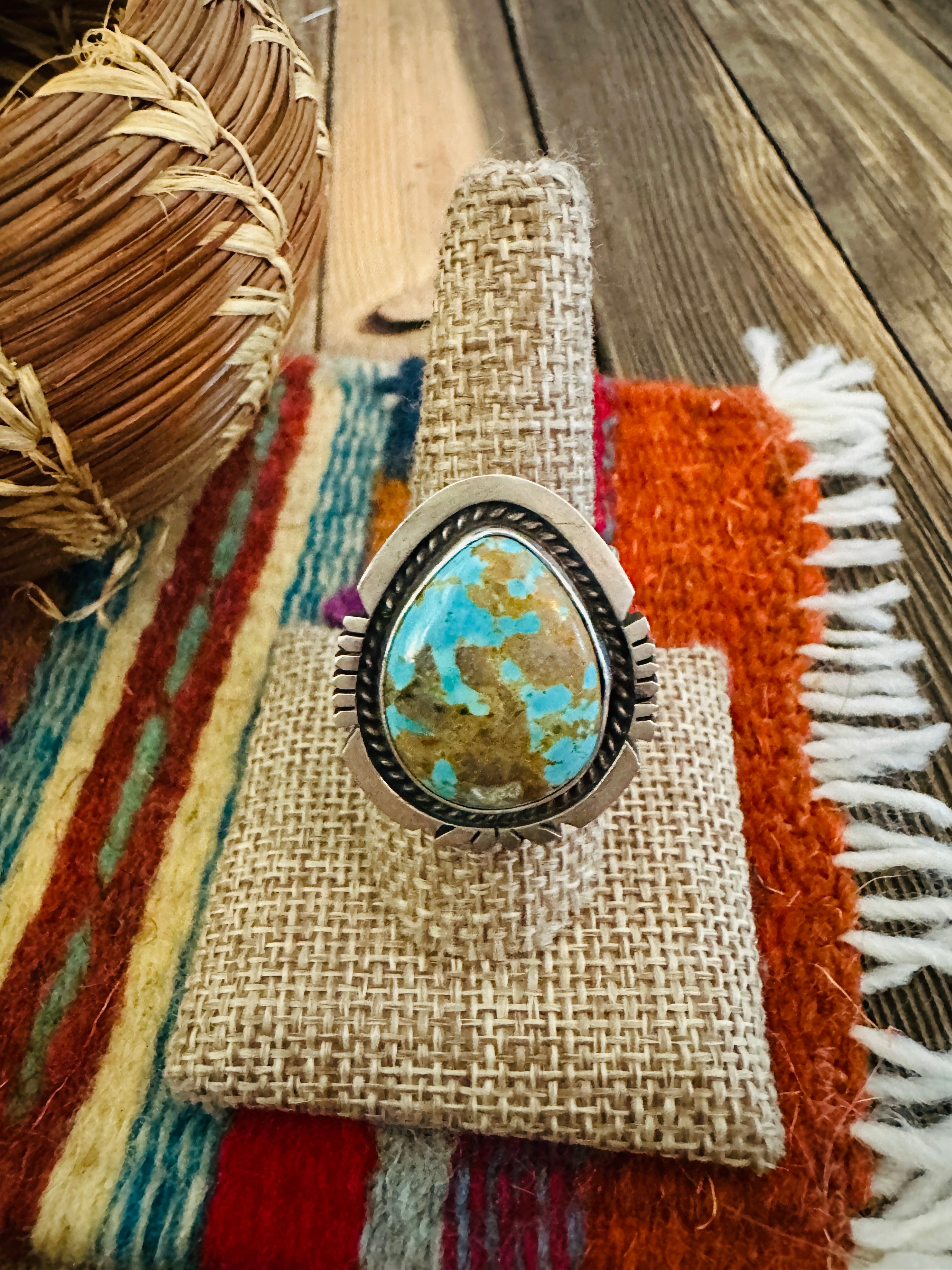Handcrafted Sterling Silver & Turquoise Adjustable Ring