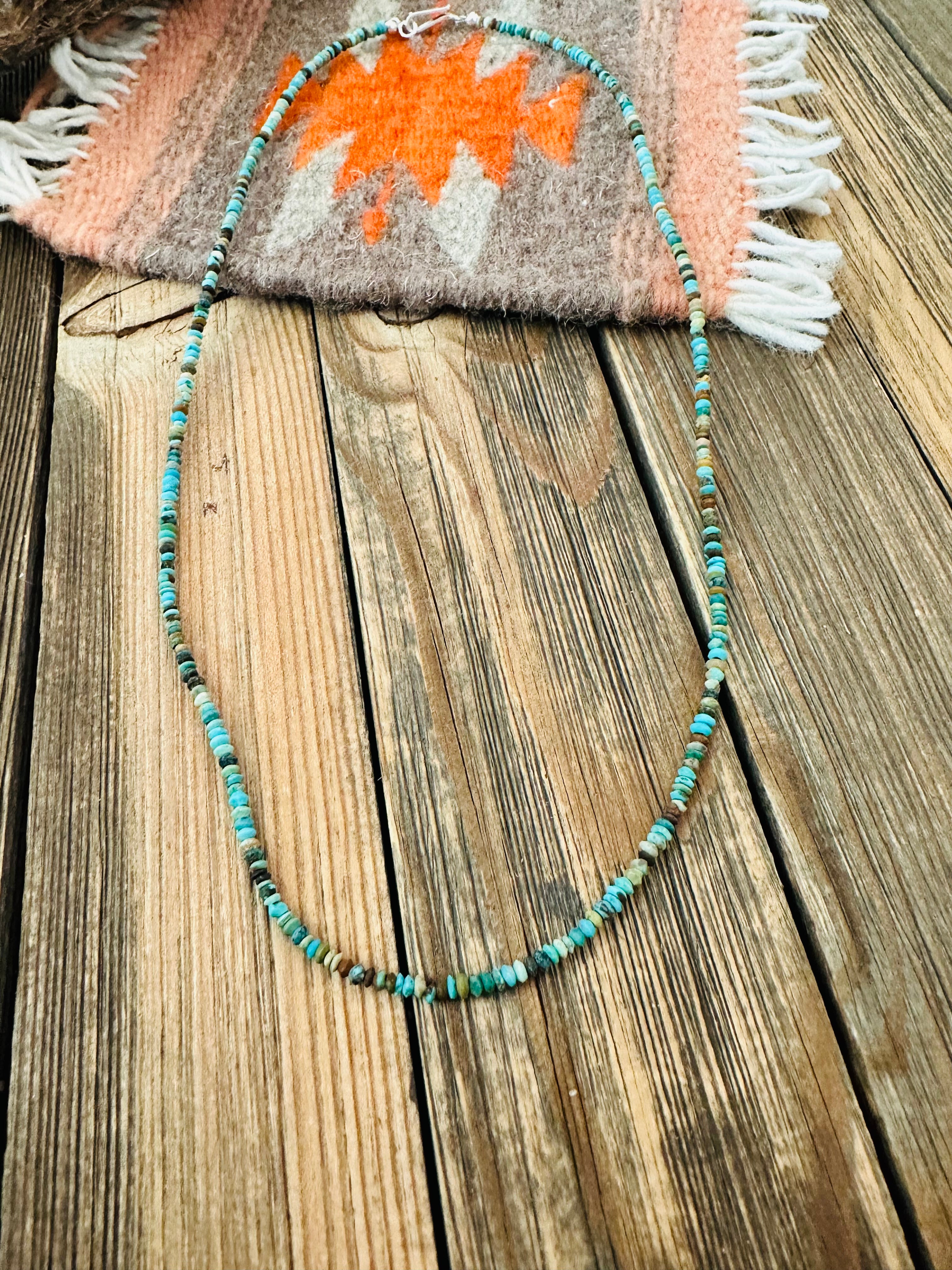 Handcrafted Turquoise and Sterling Silver Beaded Necklace