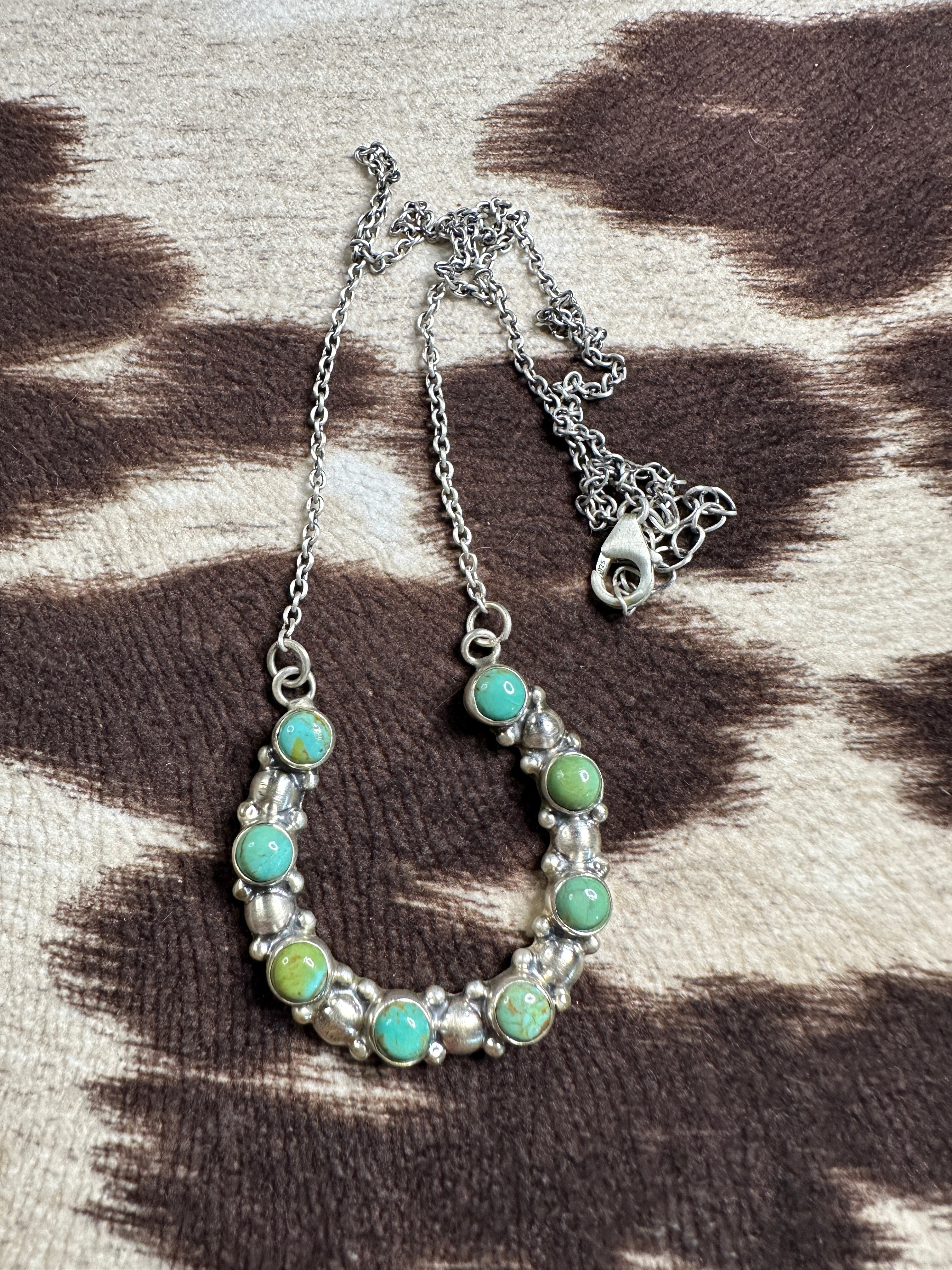 Handmade Turquoise & Sterling Silver Horseshoe Necklace