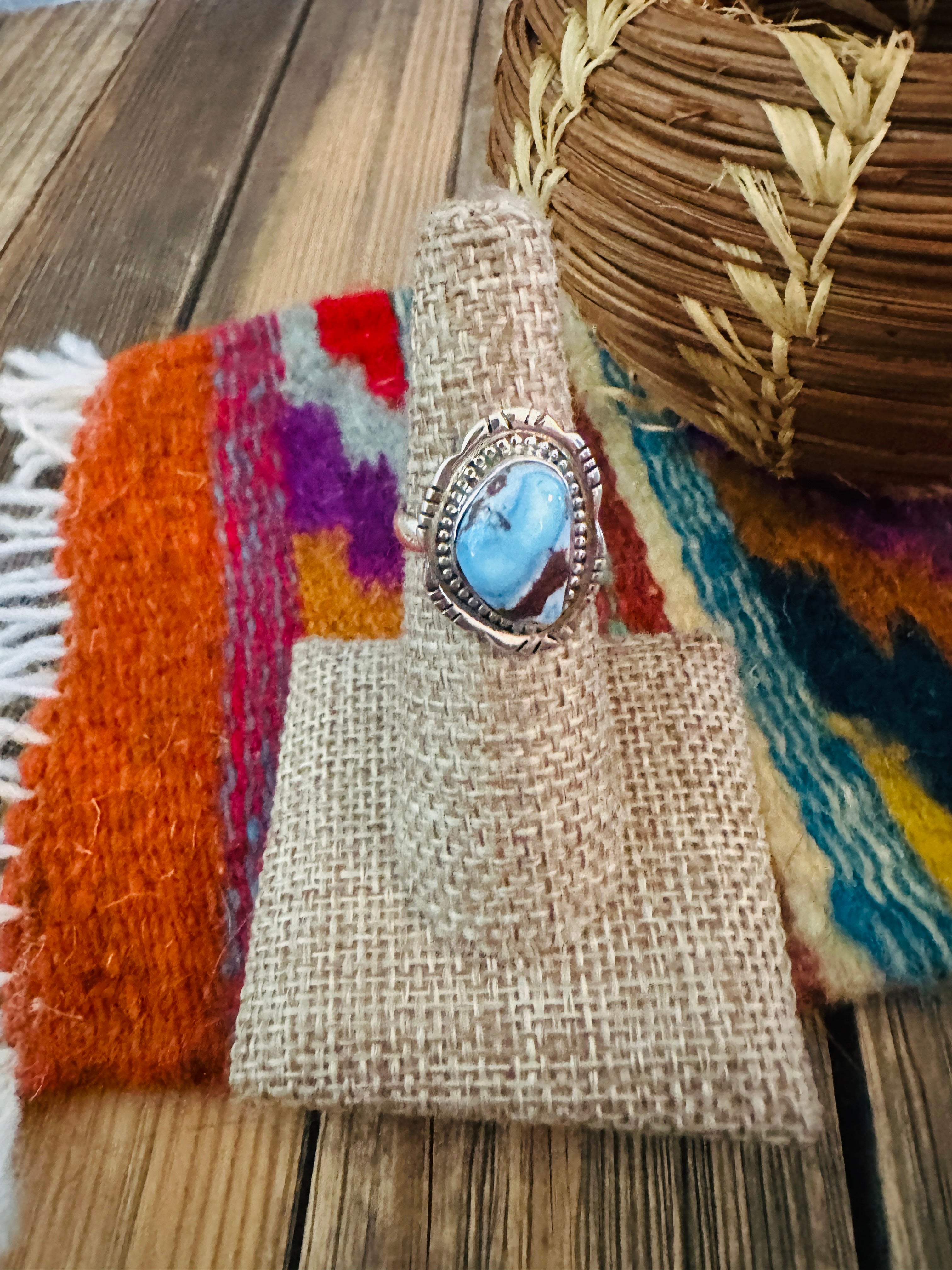 Handcrafted Golden Hills Turquoise & Sterling Silver Ring Size 6