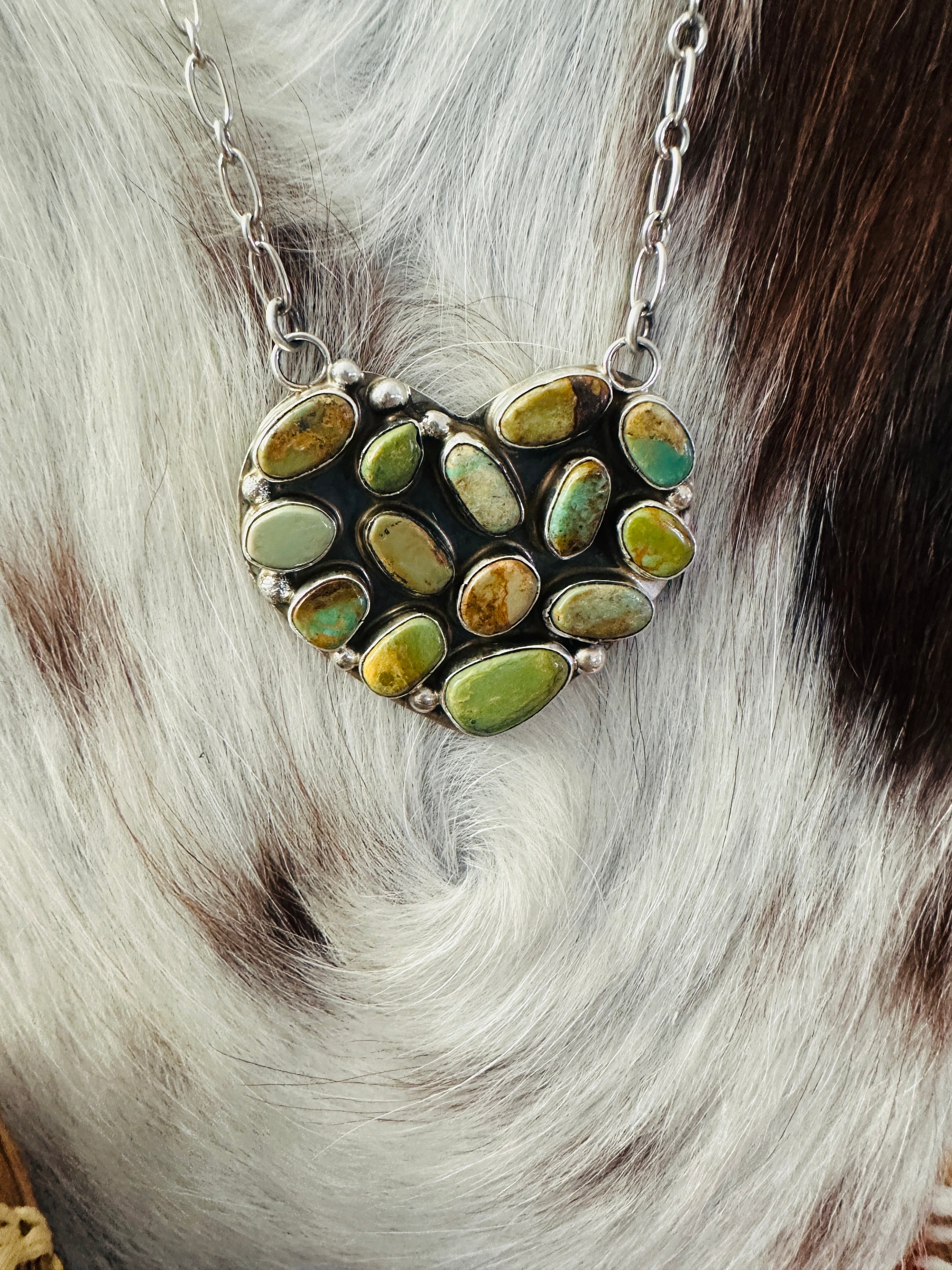 Handcrafted Turquoise & Sterling Silver Heart Necklace by Jacqueline Silver