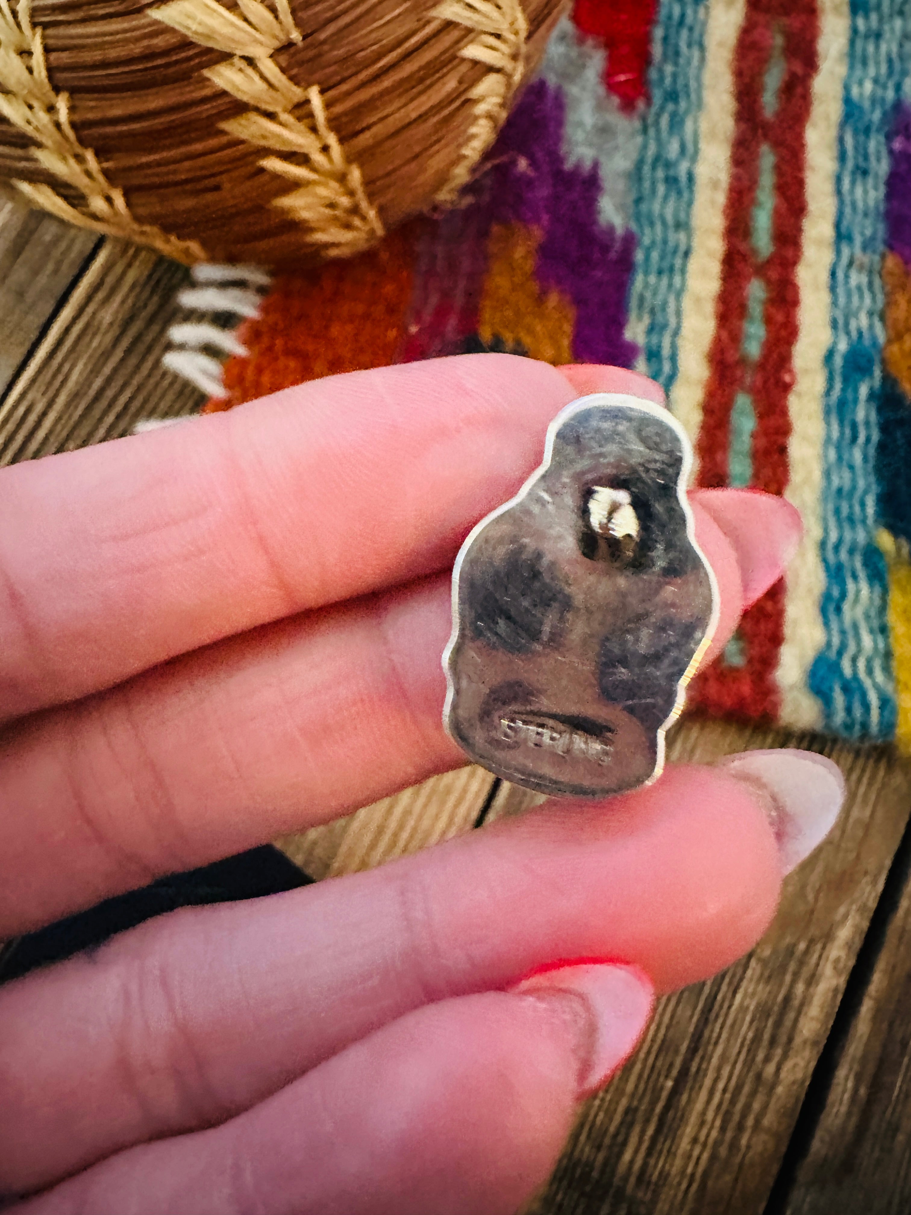 Handcrafted Lapis & Sterling Silver Cluster Post Earrings