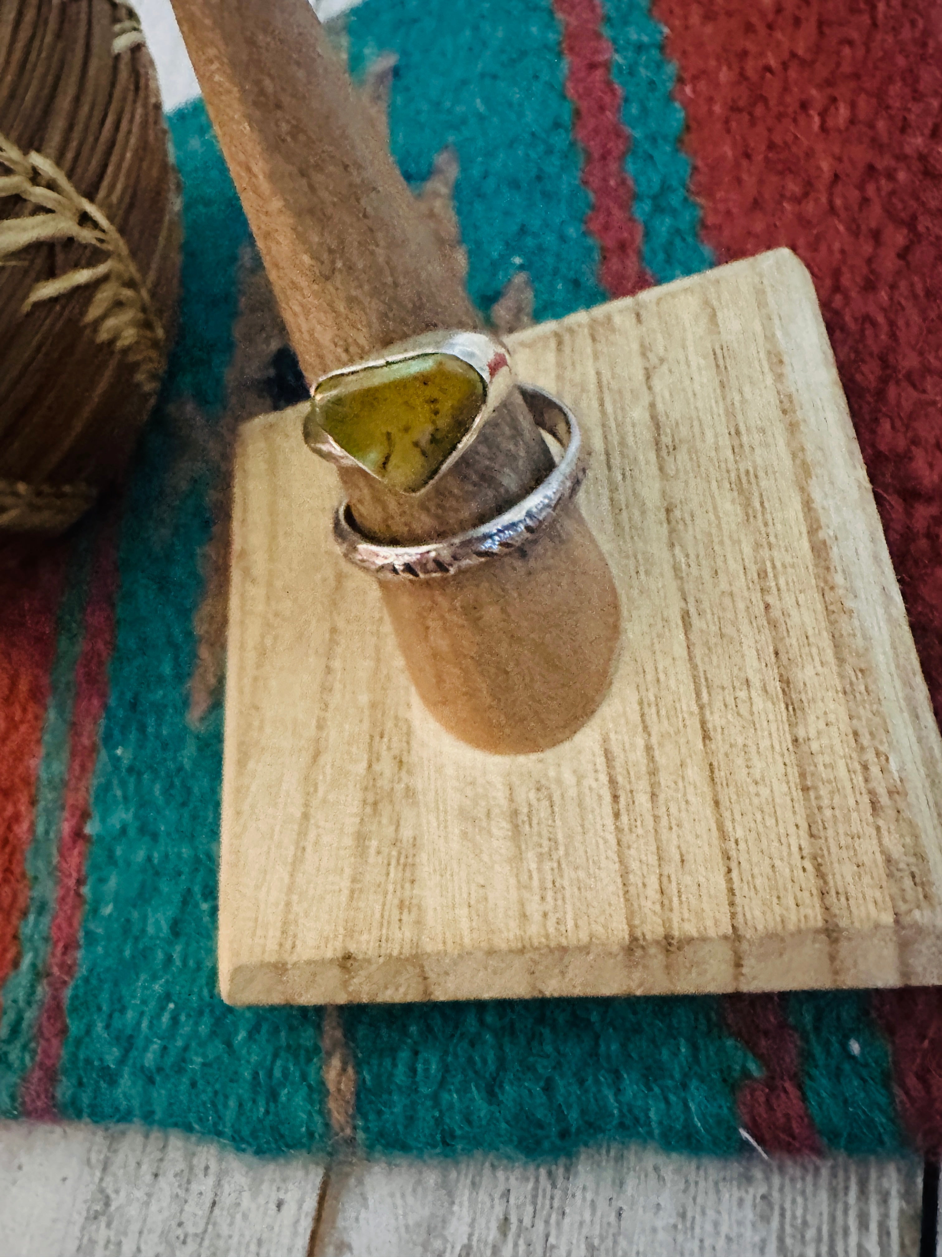 Handcrafted Sterling Silver & Turquoise Adjustable Ring