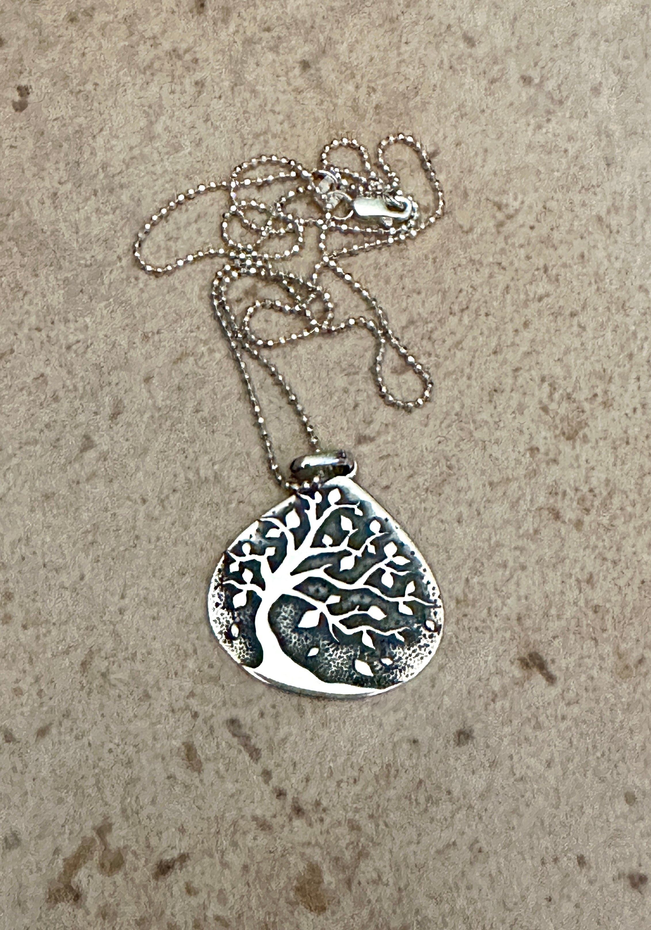 Tree in Teardrop Pendant Necklace