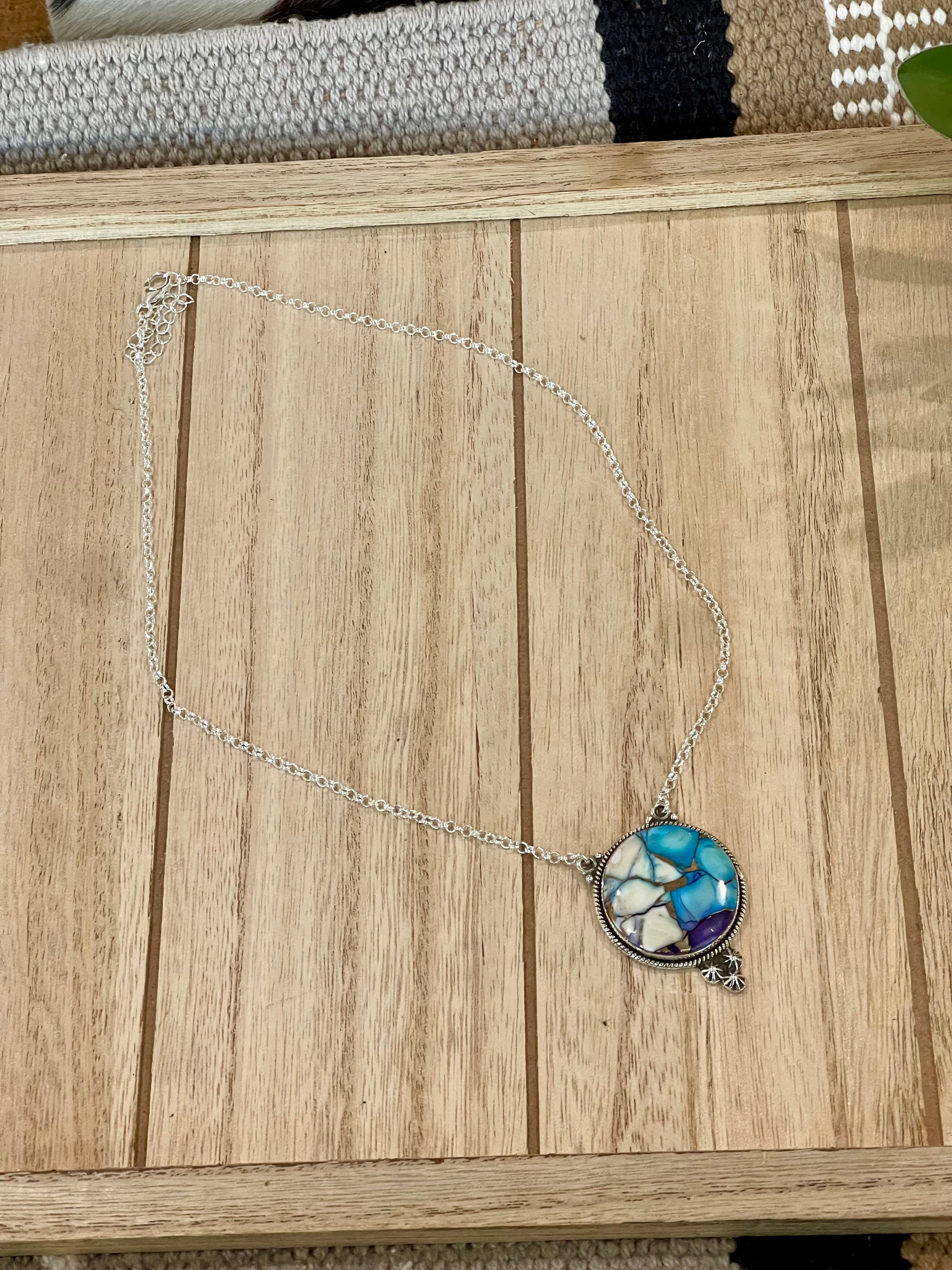 Handmade Sterling Silver & Purple Dream Mojave Heart Necklace