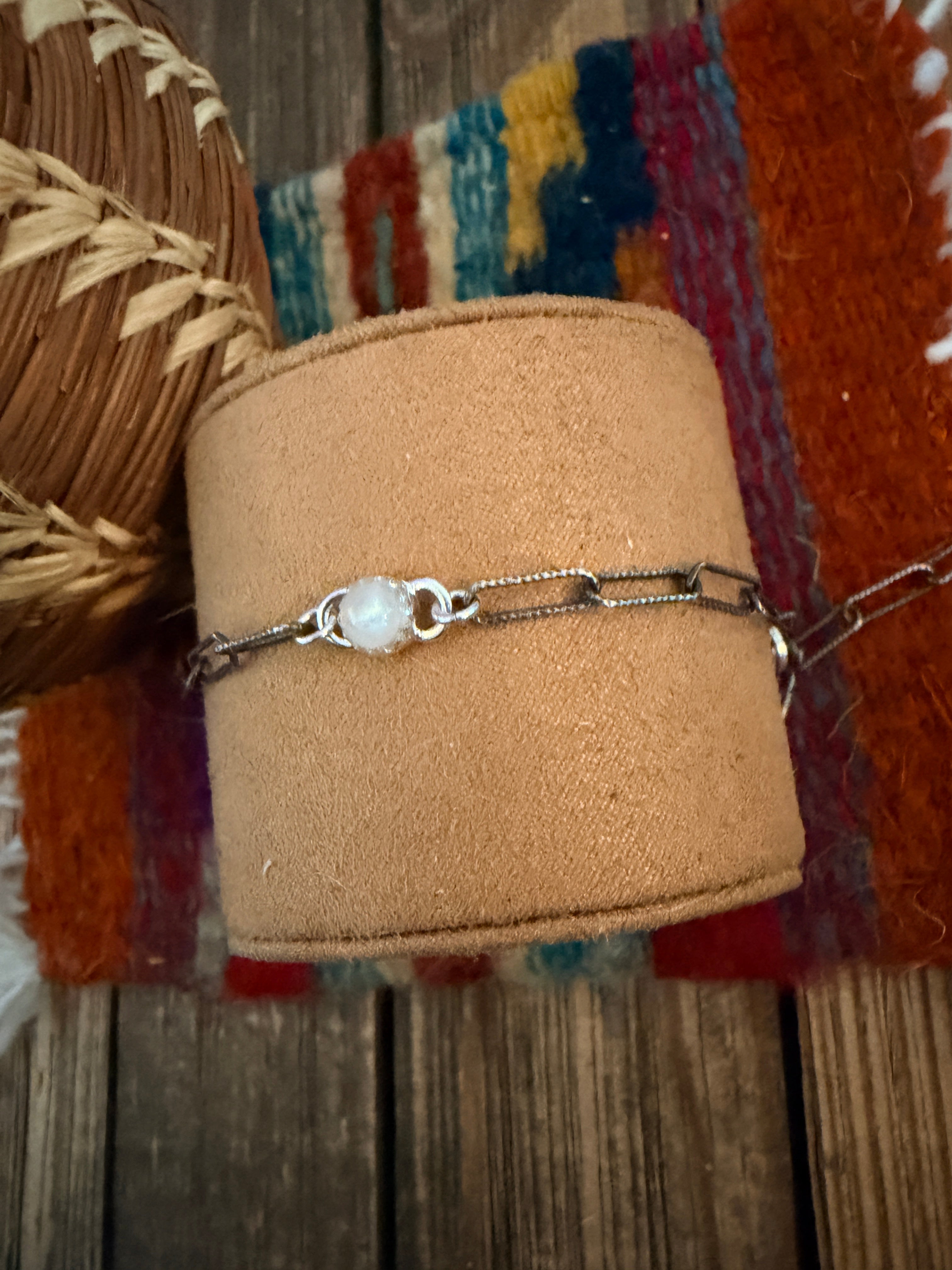 Handmade Moonstone & Sterling Silver Anklet