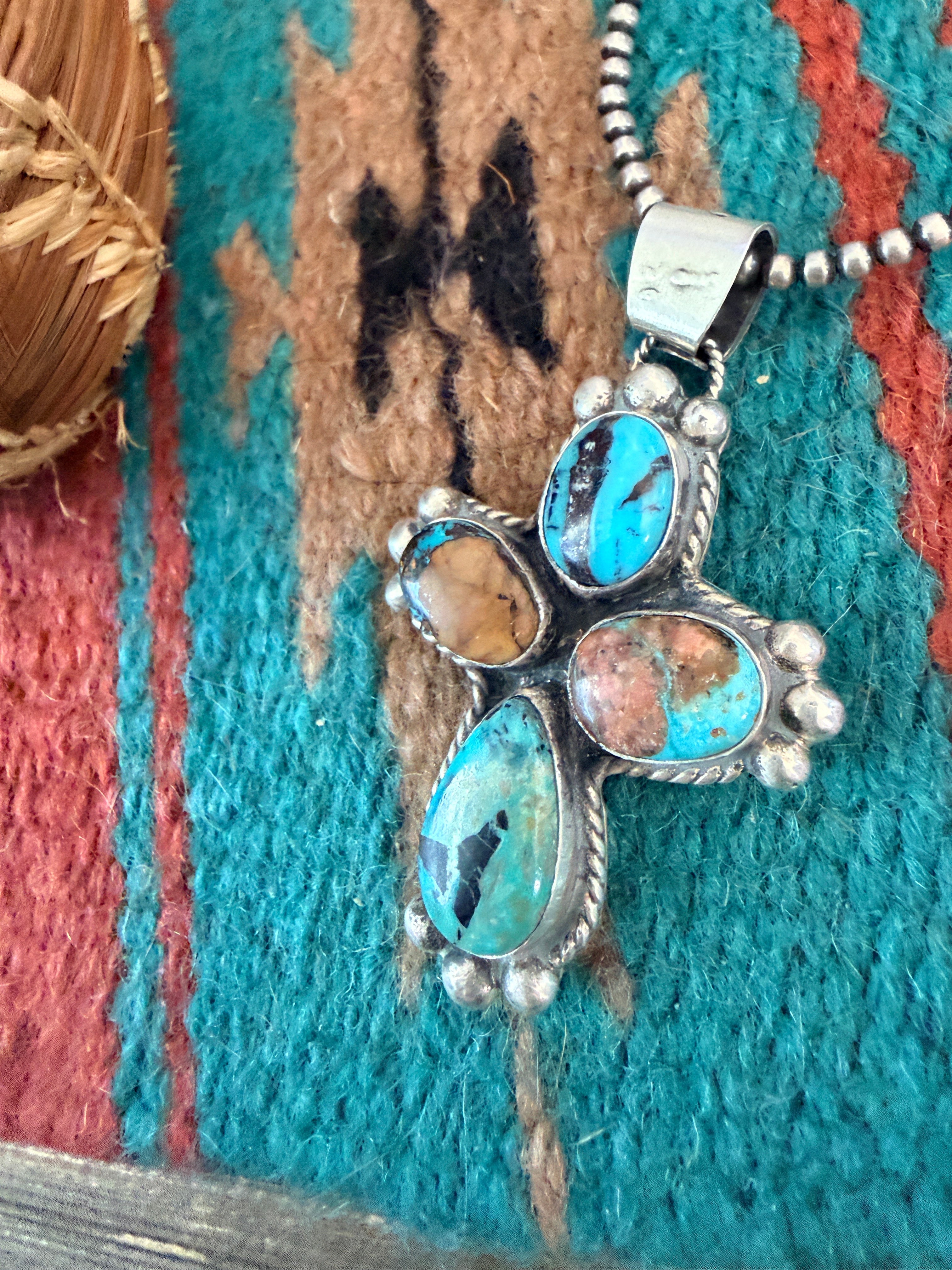Handmade Sterling Silver & Turquoise Cross Pendant