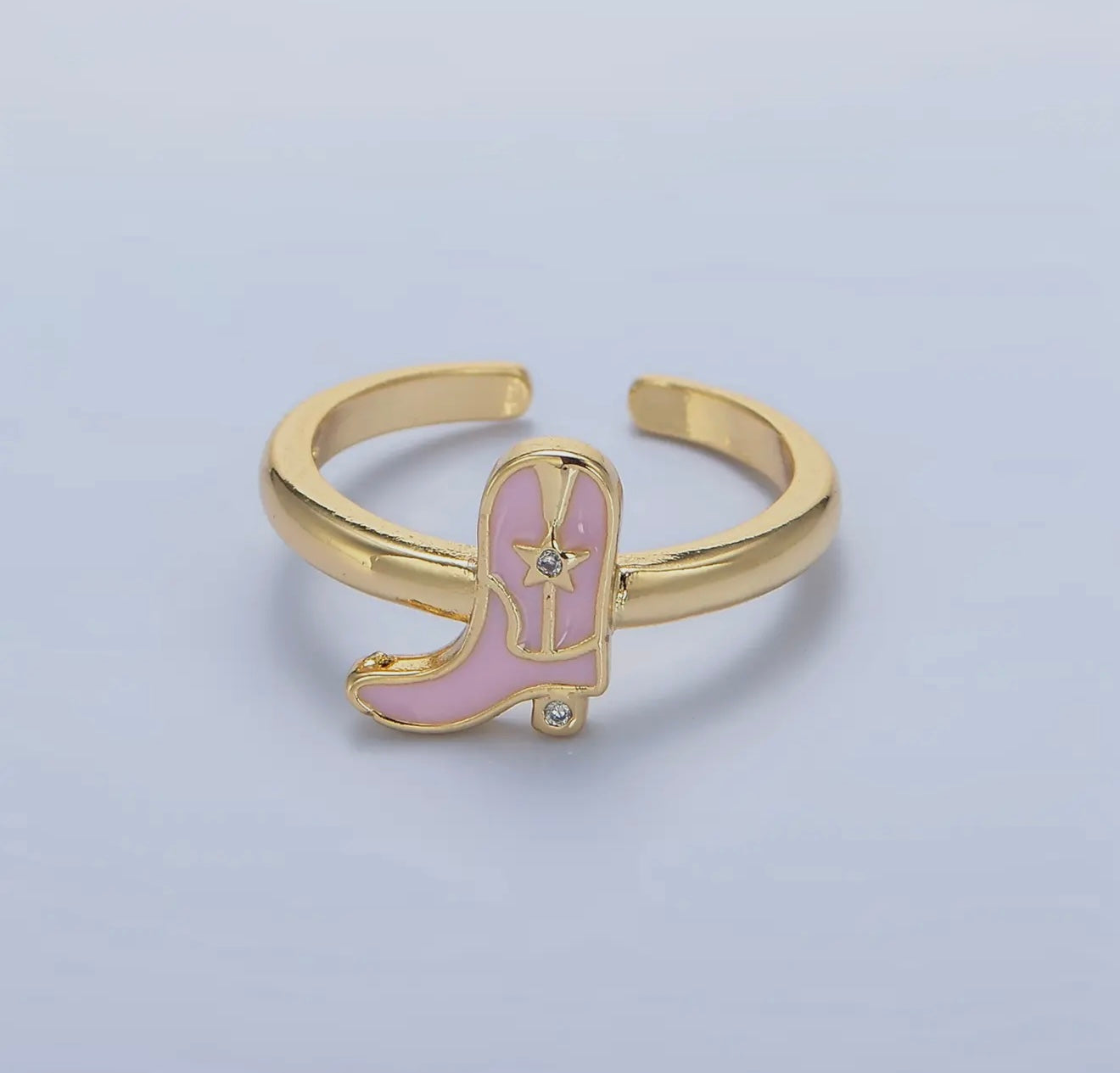 “The Golden Collection” THE PINK COWGIRL Handmade Gold Plated Adjustable Ring
