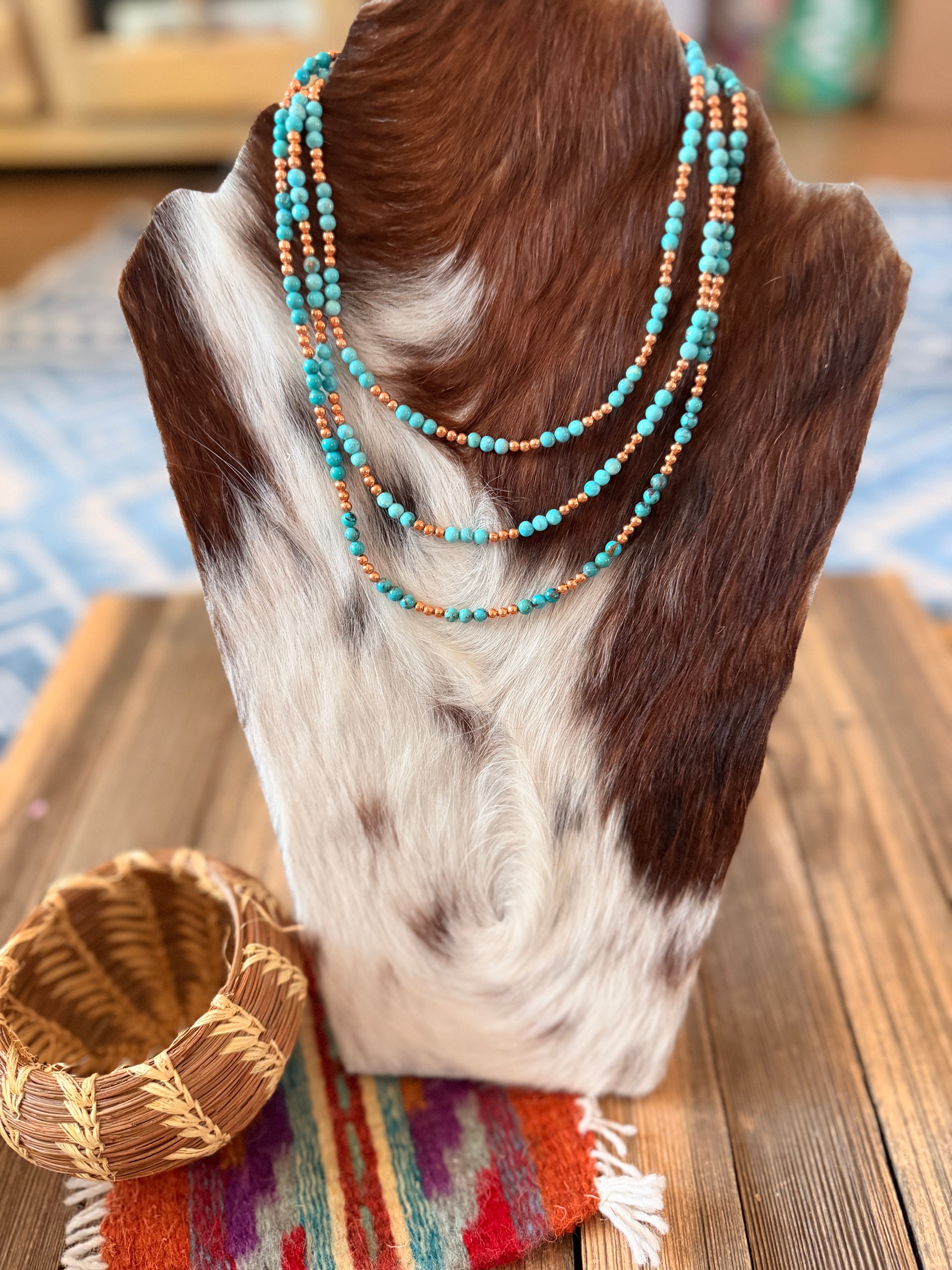 Handcrafted Turquoise & Copper Beaded Necklace