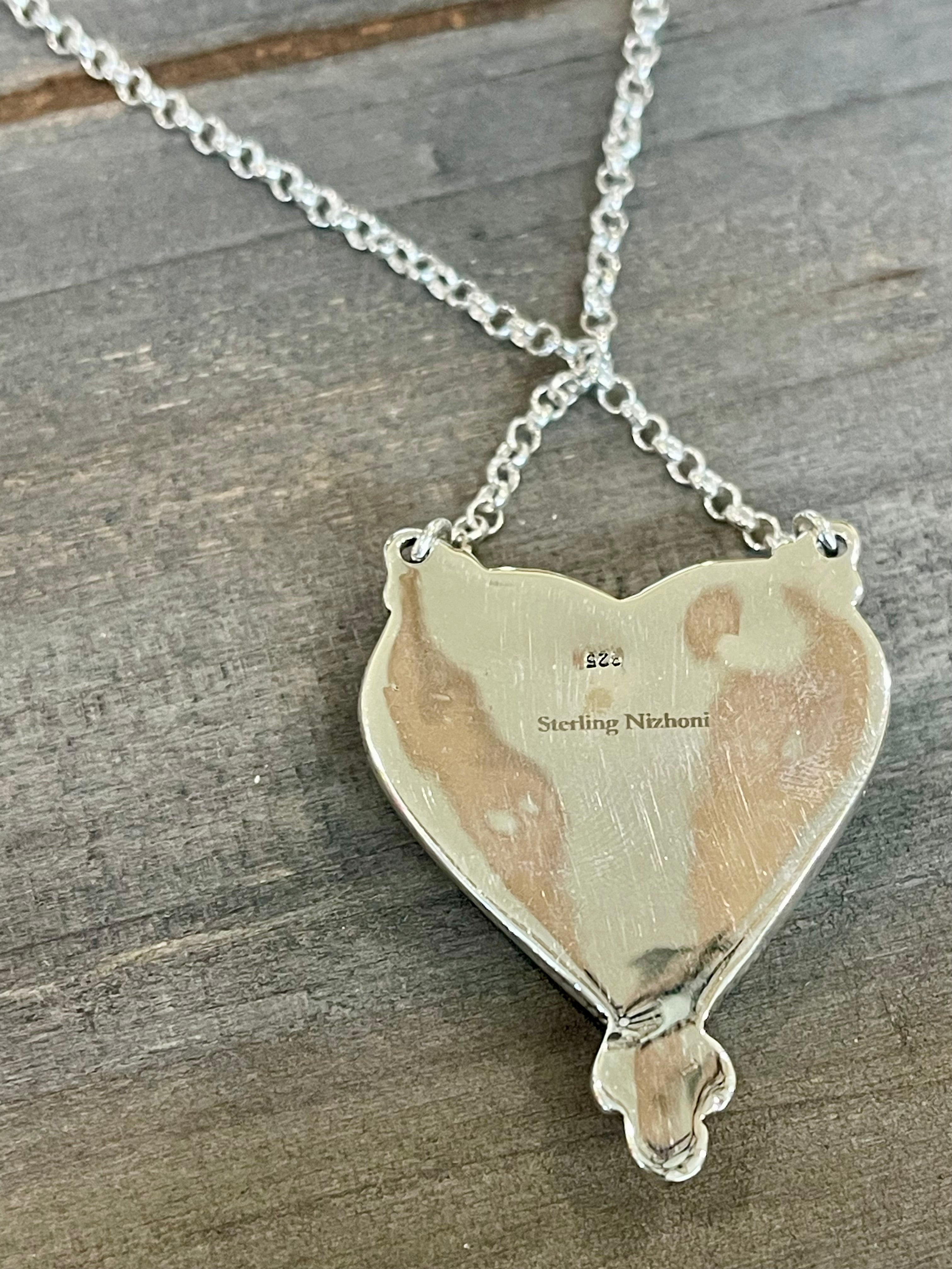 Beautiful Handmade Peacock Dahlia Heart Necklace