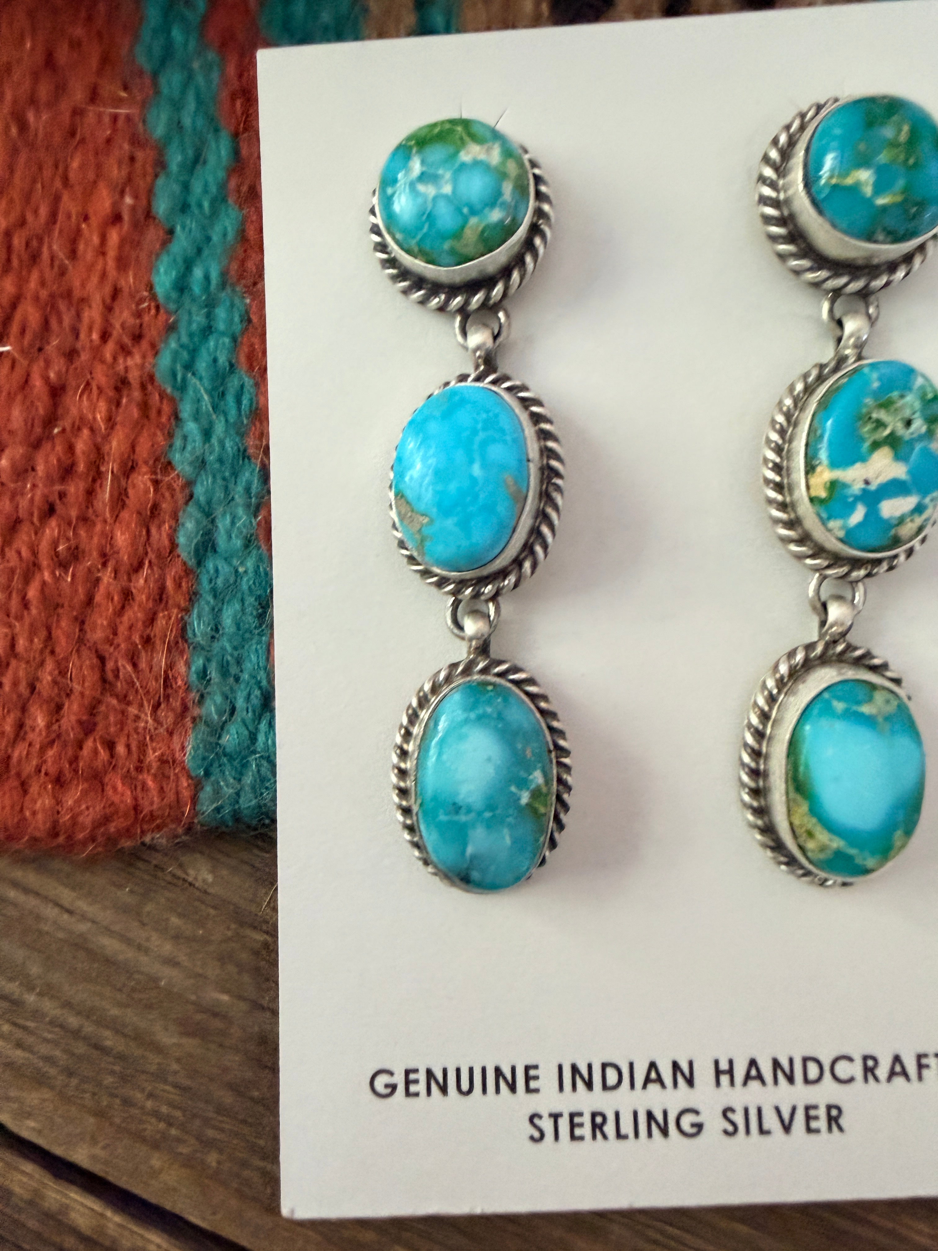Handcrafted Sonoran Mountain Turquoise & Sterling Silver Dangle Earrings