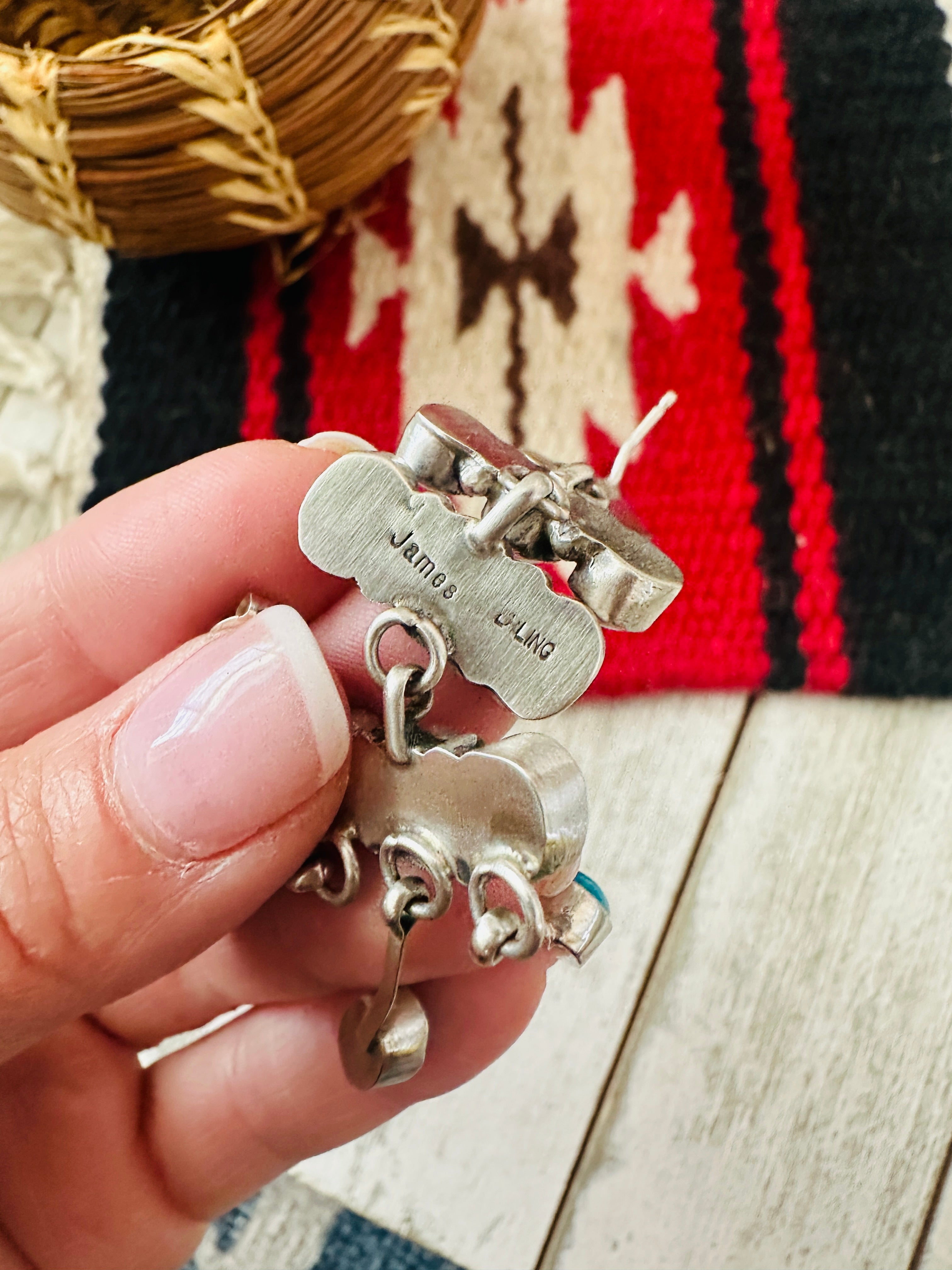 Navajo Multi Stone & Sterling Silver Chandelier Dangle Earrings