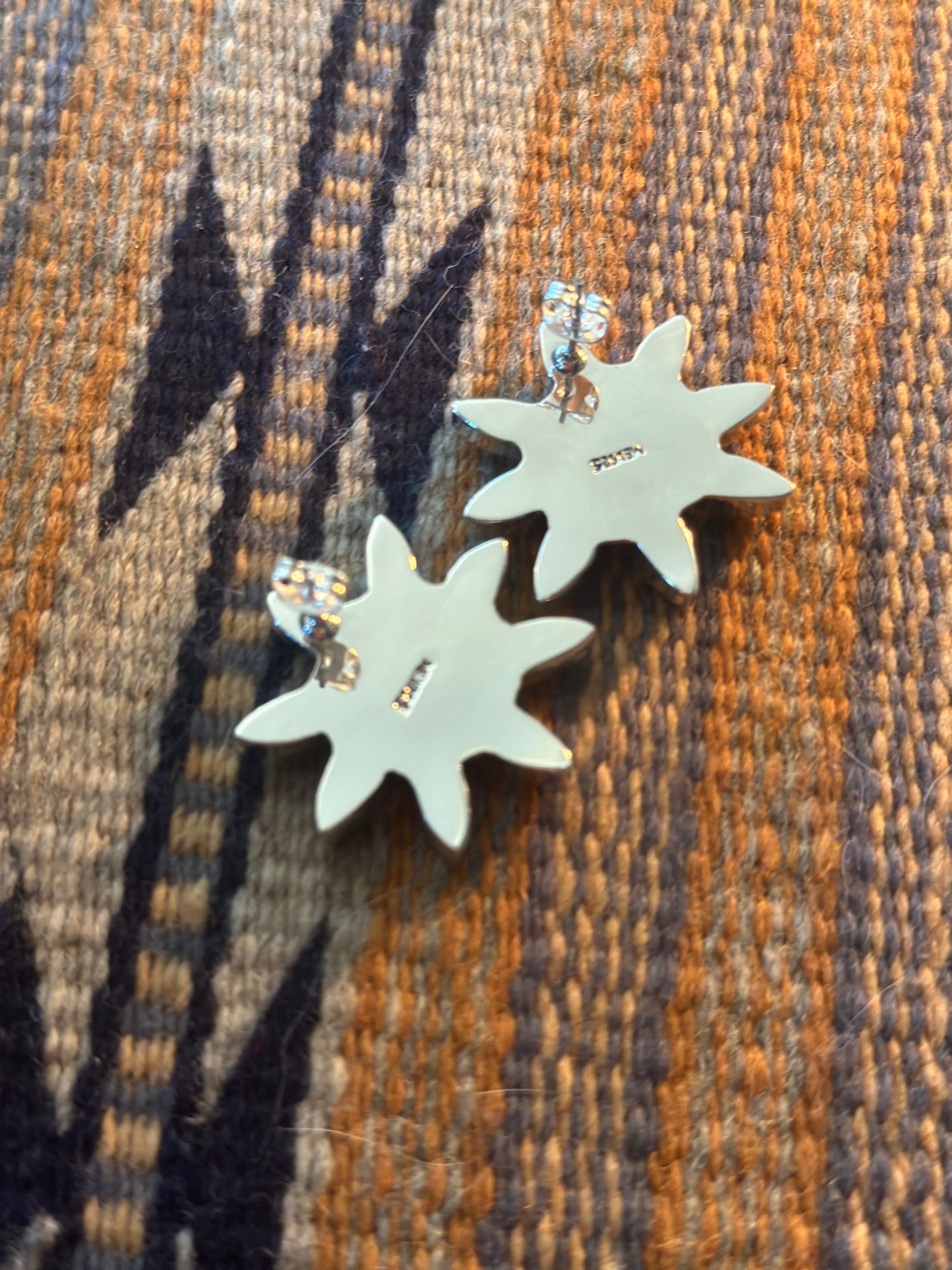 Handmade Sterling Silver and Turquoise Daisy Post Earrings