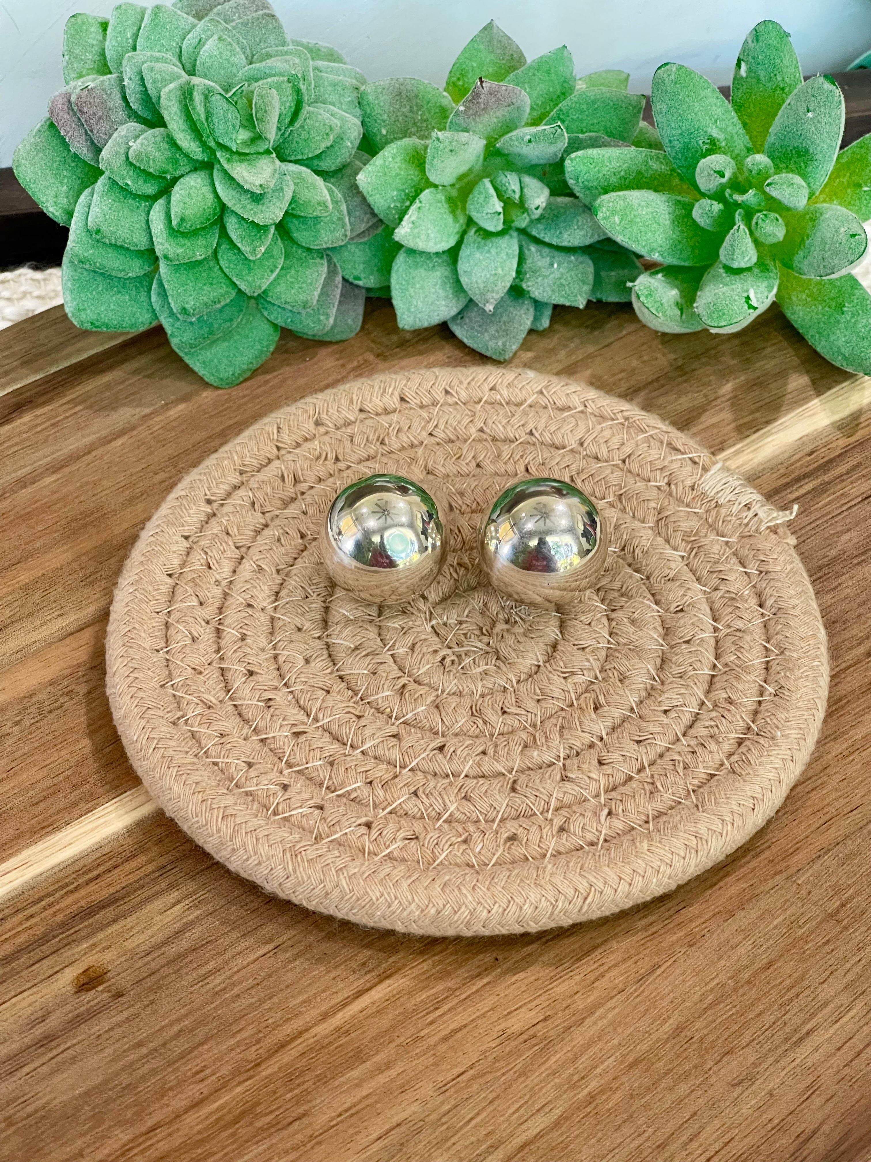 Handmade In Mexico Sterling Silver, Ball Stud Earrings