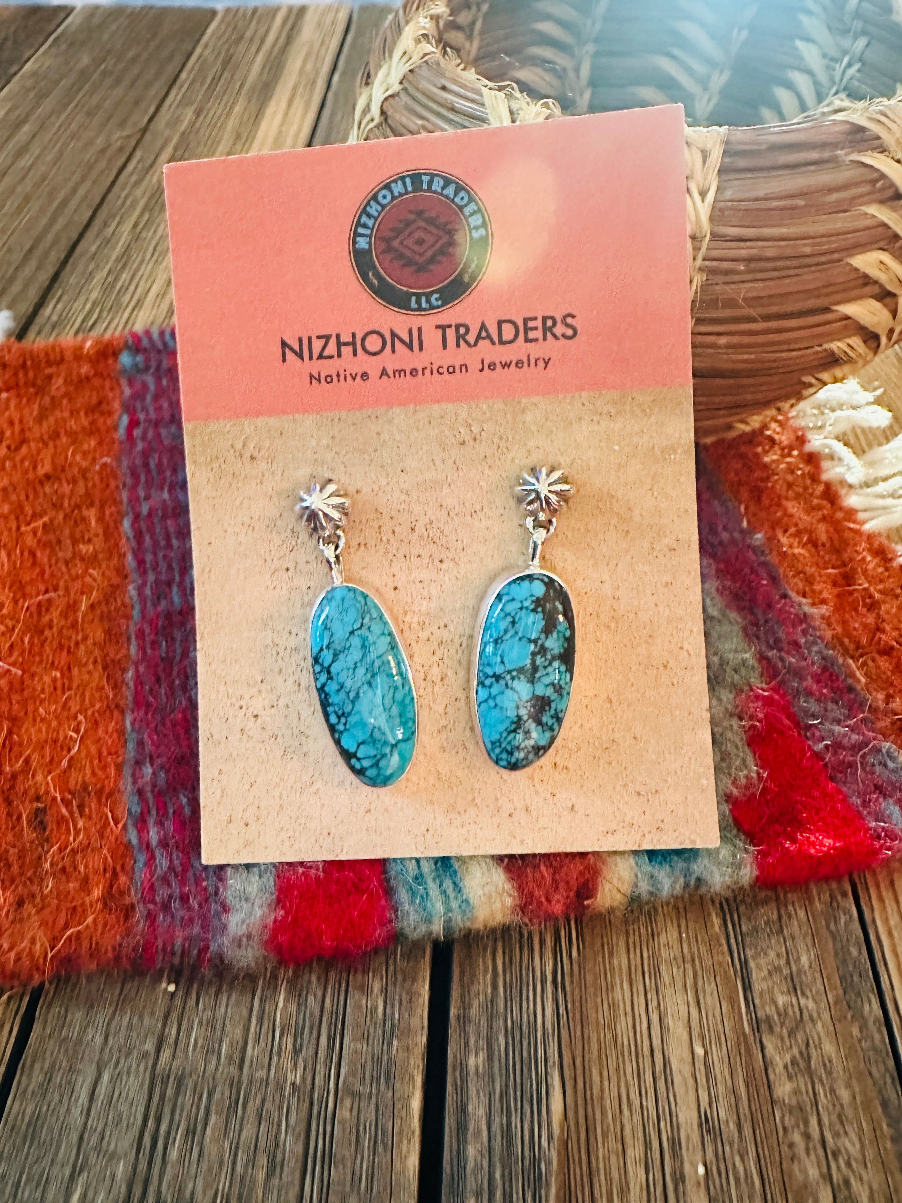 Handcrafted Kingman Turquoise & Sterling Silver Dangle Earrings