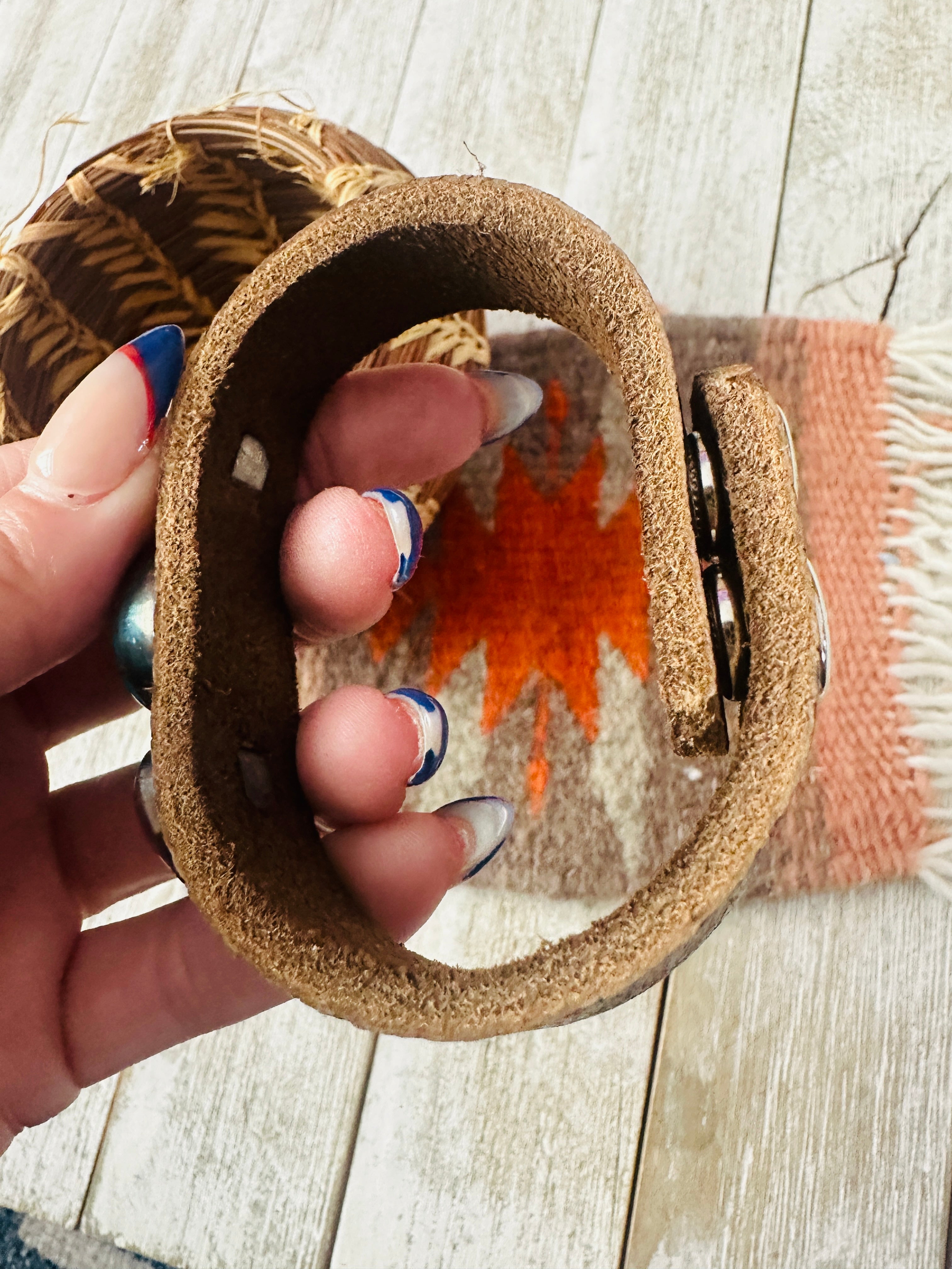 Handcrafted Pink Dream Mojave & Sterling Silver Leather Bracelet