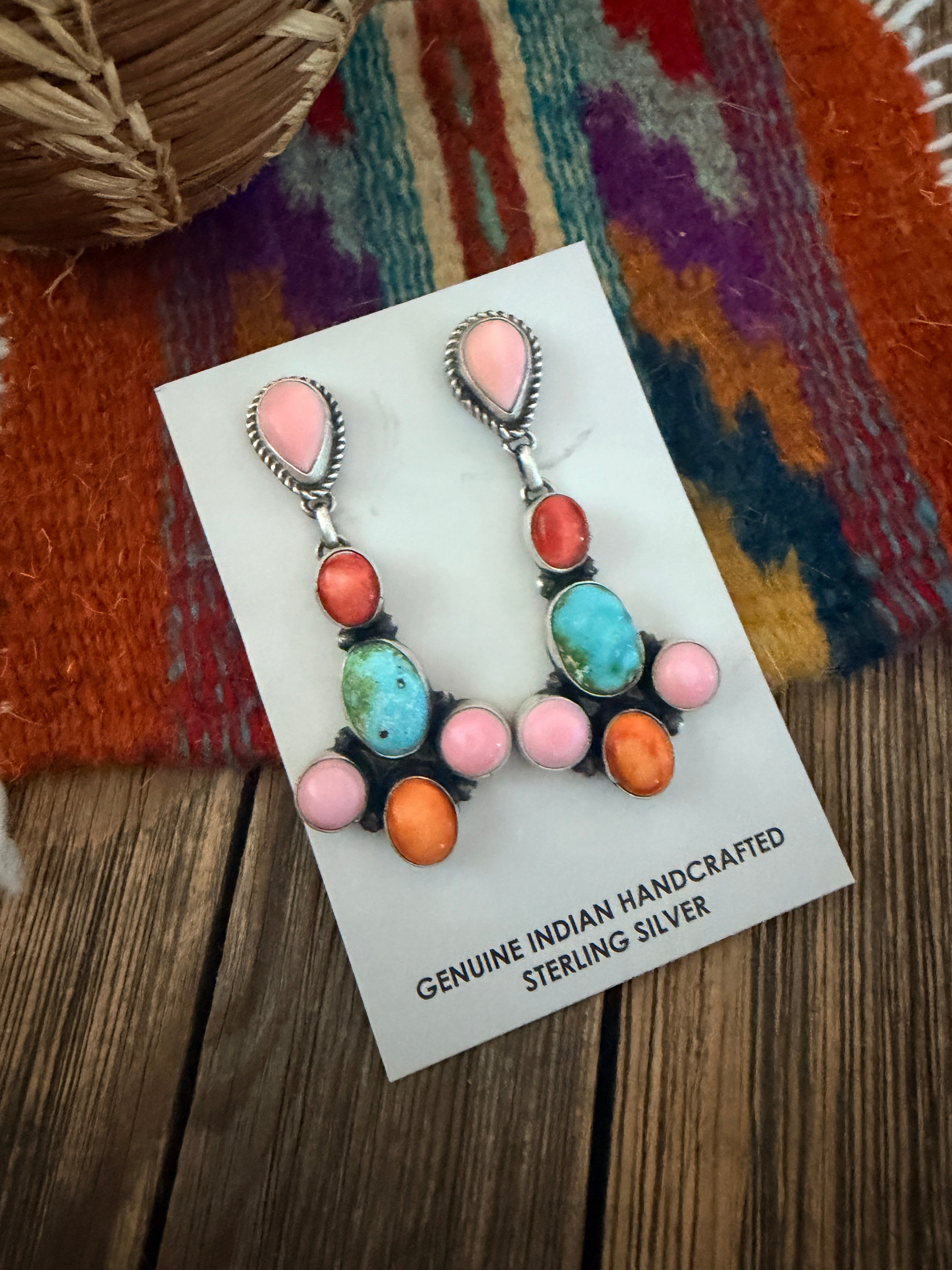 Handcrafted Multi Stone & Sterling Silver Dangle Earrings
