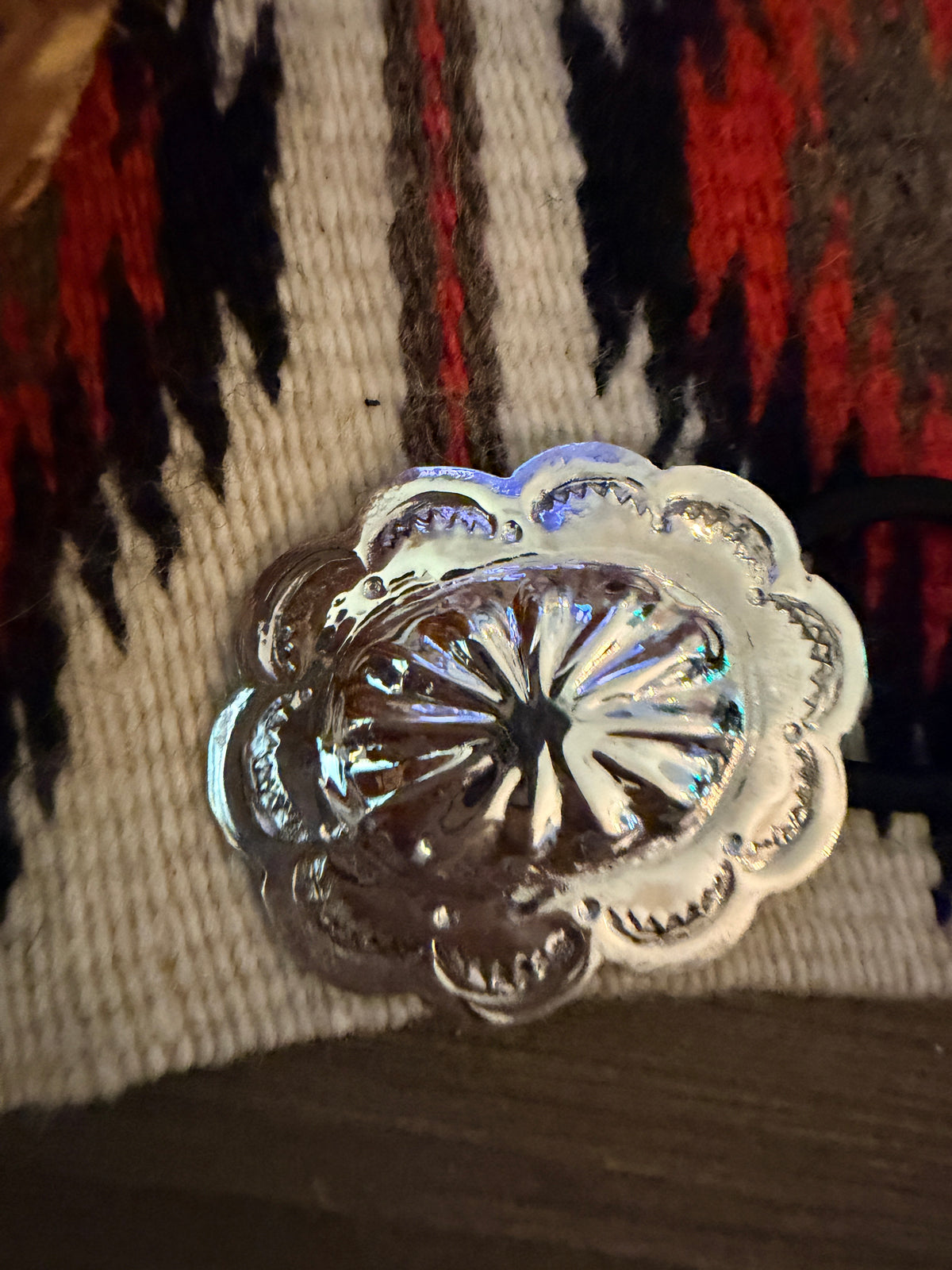 Handcrafted Sterling Silver Concho Hair Tie Charm