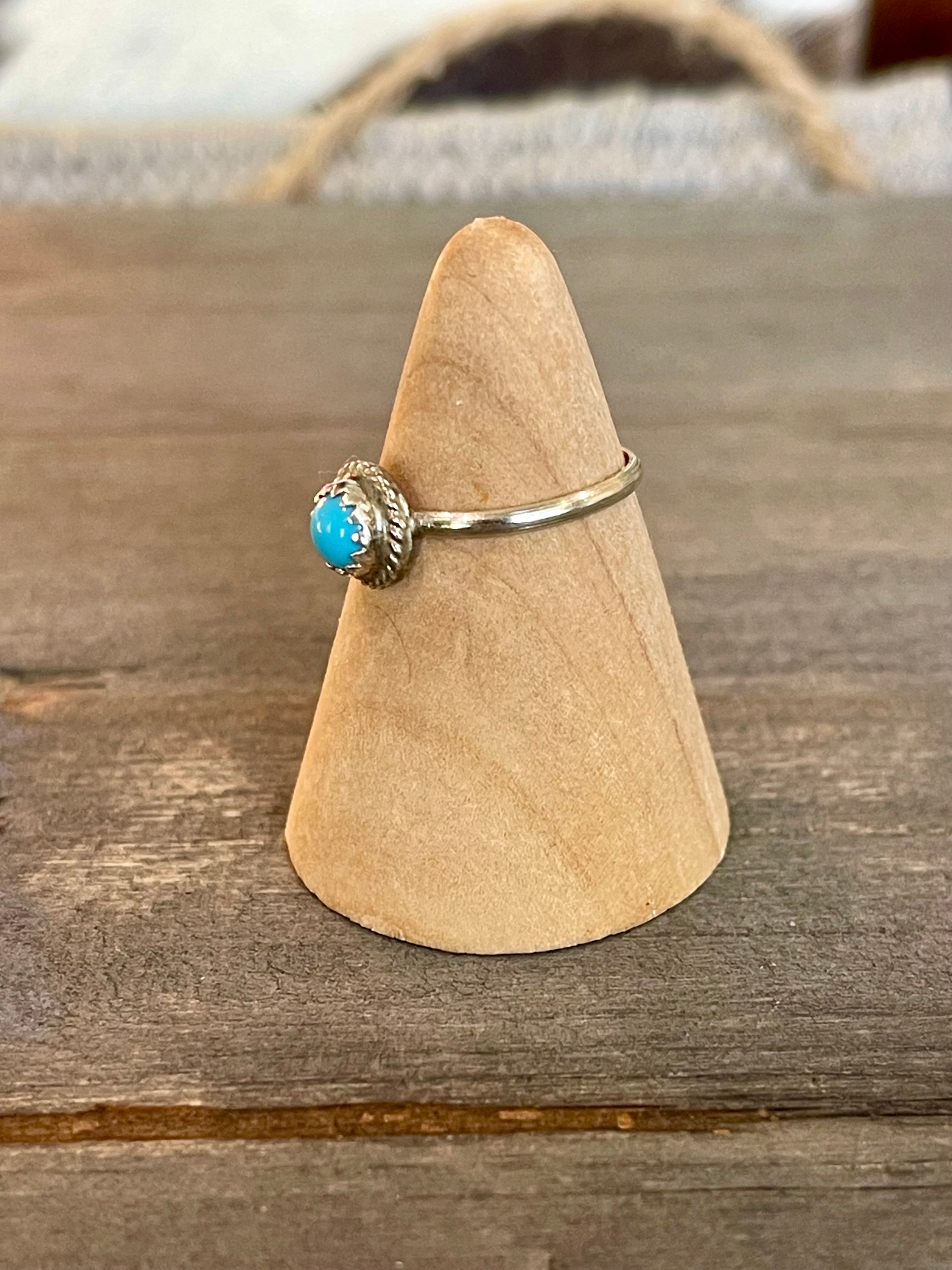 Handmade Turquoise & Sterling Silver Dot Ring Sz 5.5