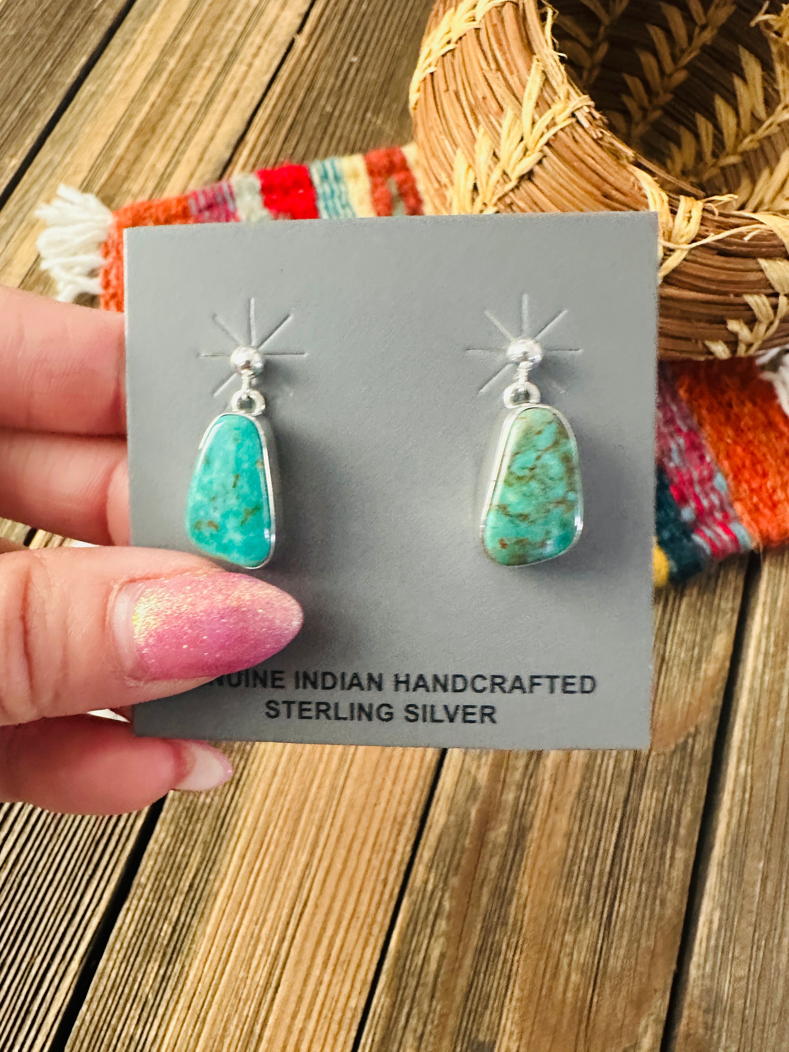 Handcrafted Turquoise & Sterling Silver Dangle Earrings