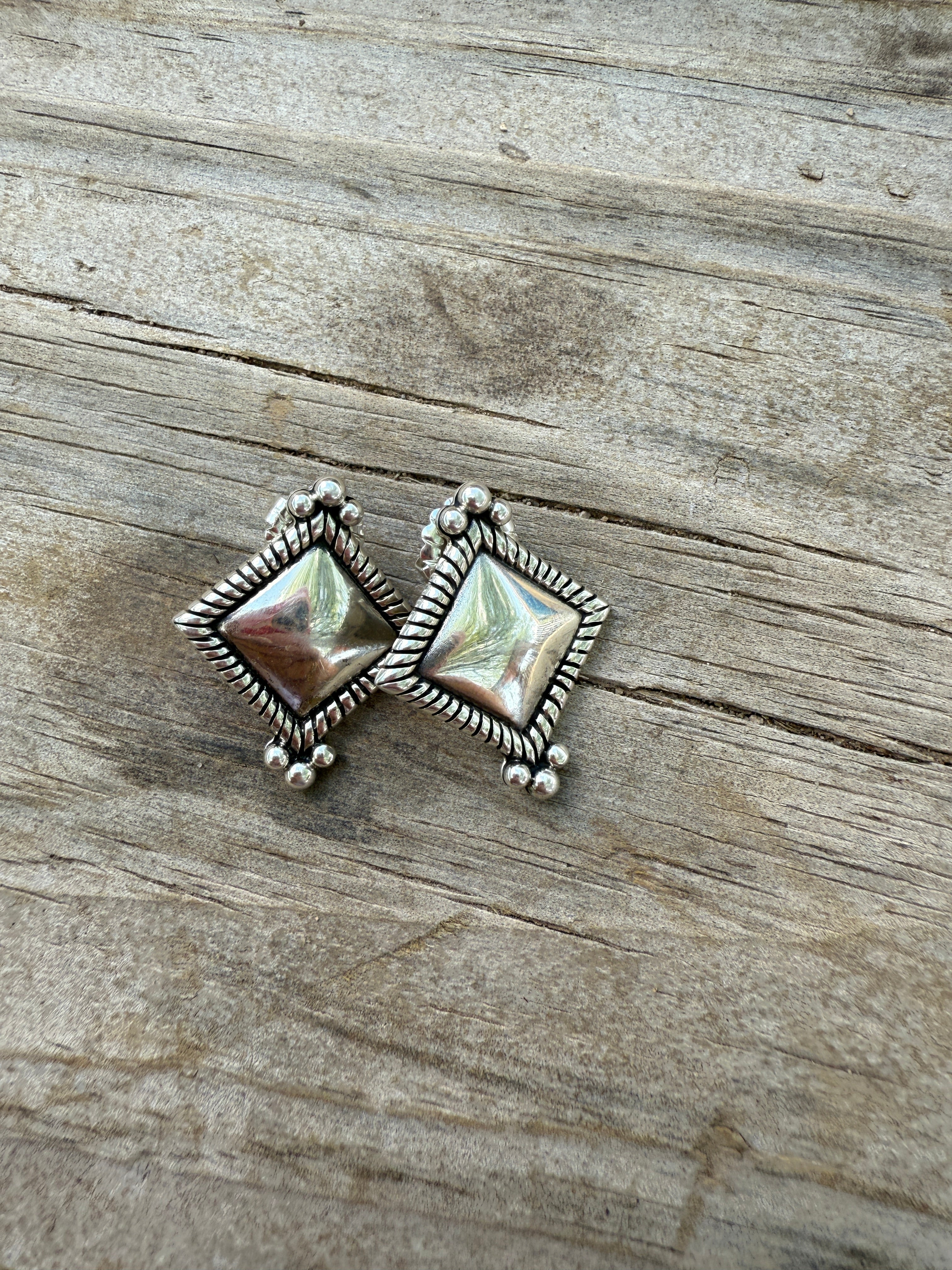 Handmade Sterling Silver Diamond Shaped Earrings