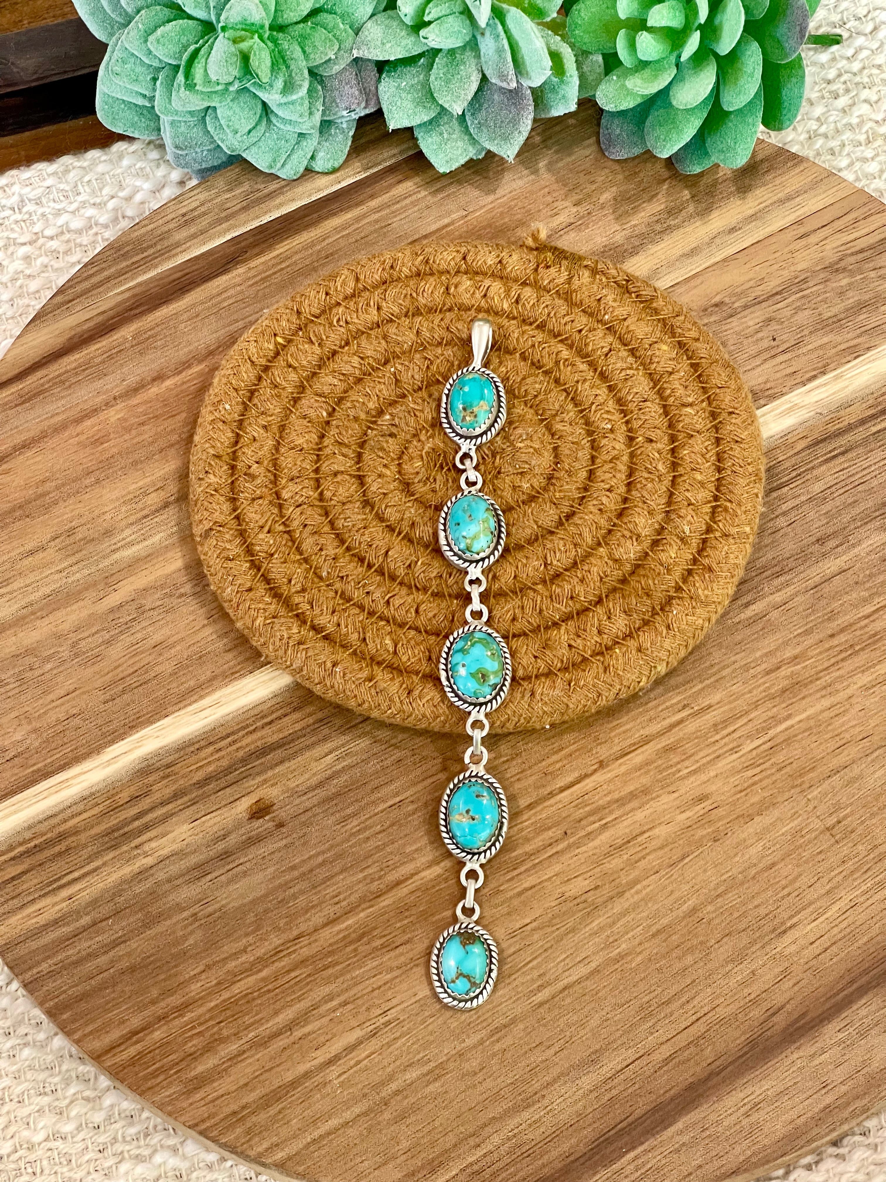 Handmade Sterling Silver & Sonoran Mountain Turquoise Cluster Pendant