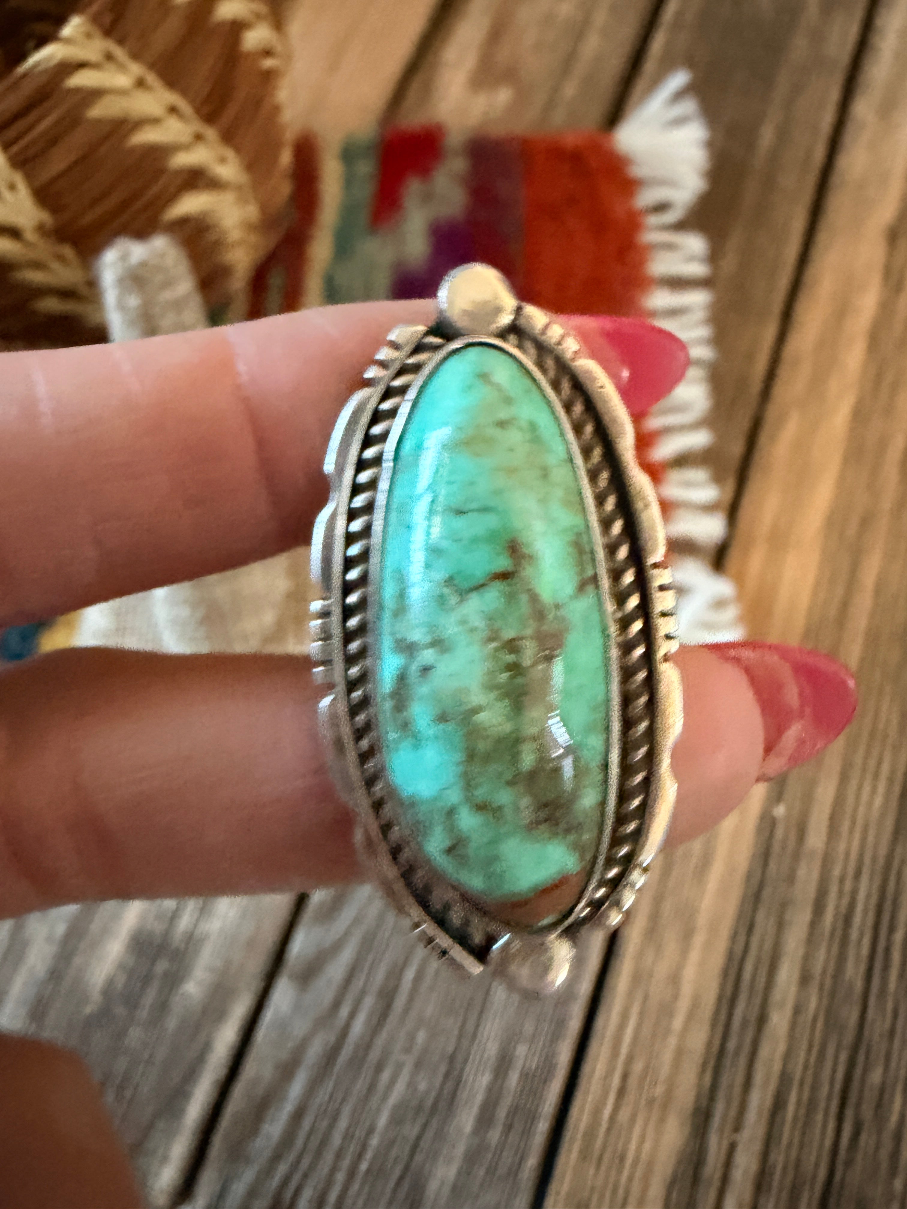 Handcrafted Turquoise & Sterling Silver Adjustable Ring