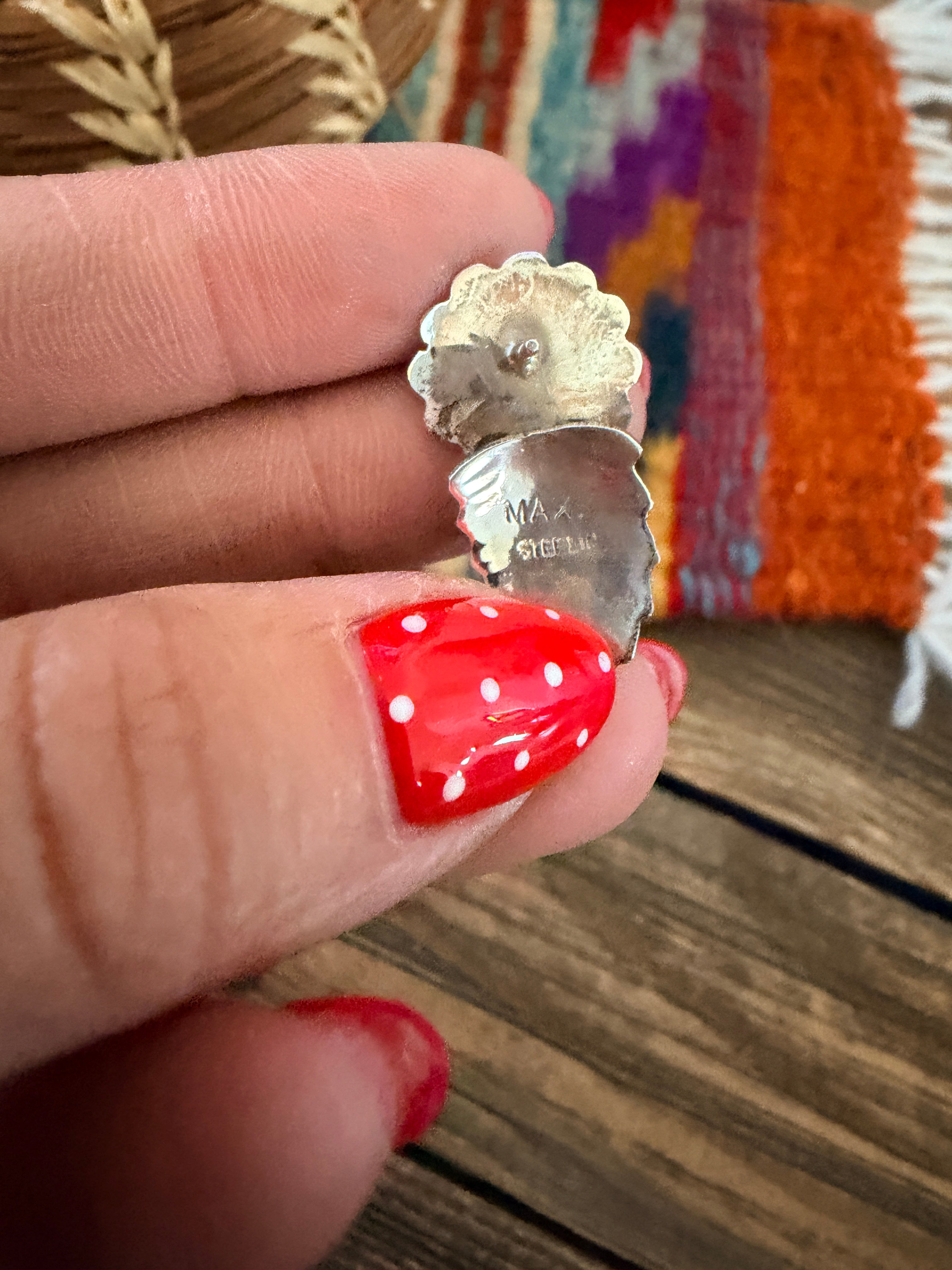 Handcrafted Old Pawn Sterling Silver Flower Post Earrings by Max Calabaza