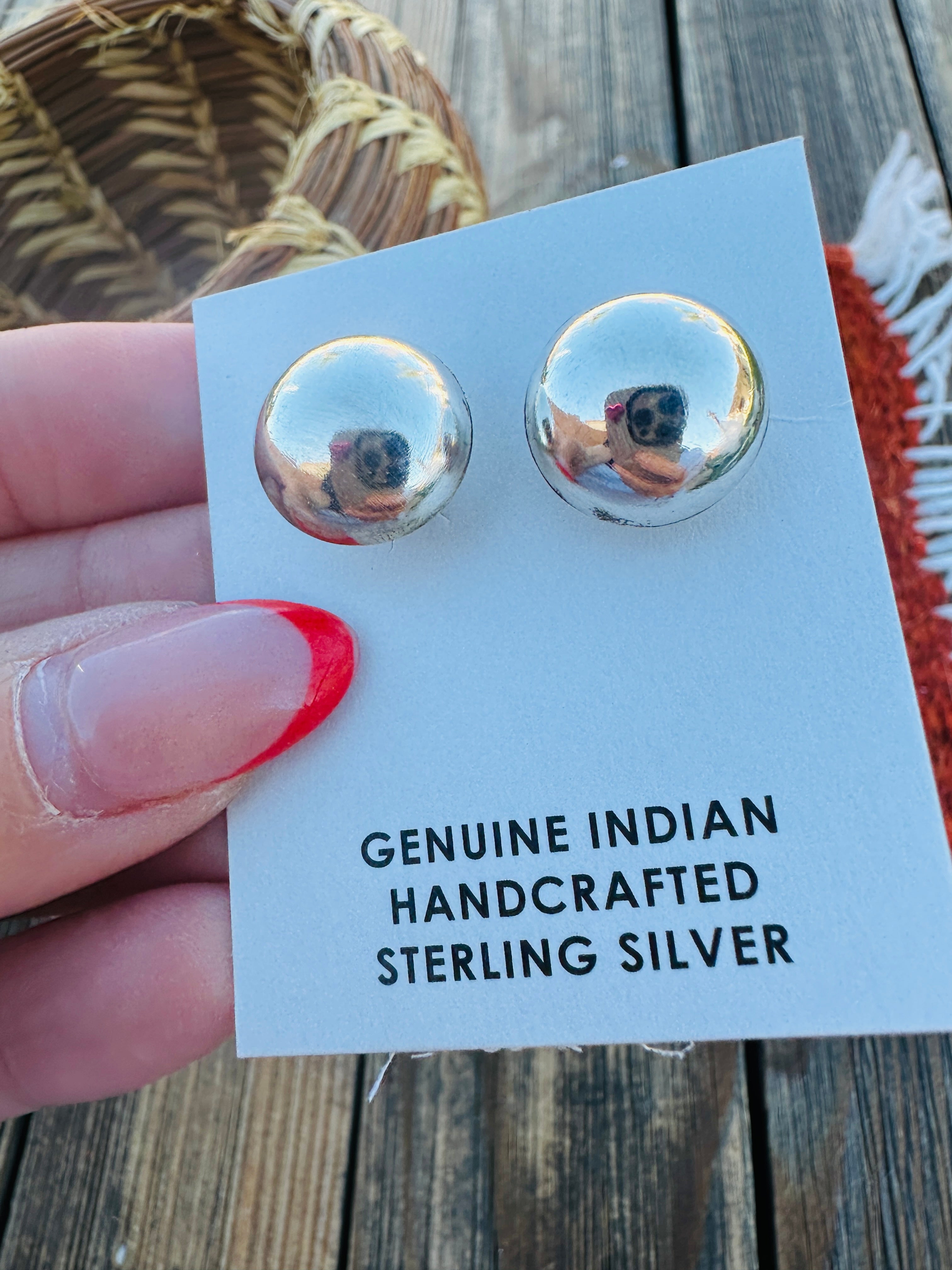 Handcrafted Sterling Silver Pearl Stud Earrings