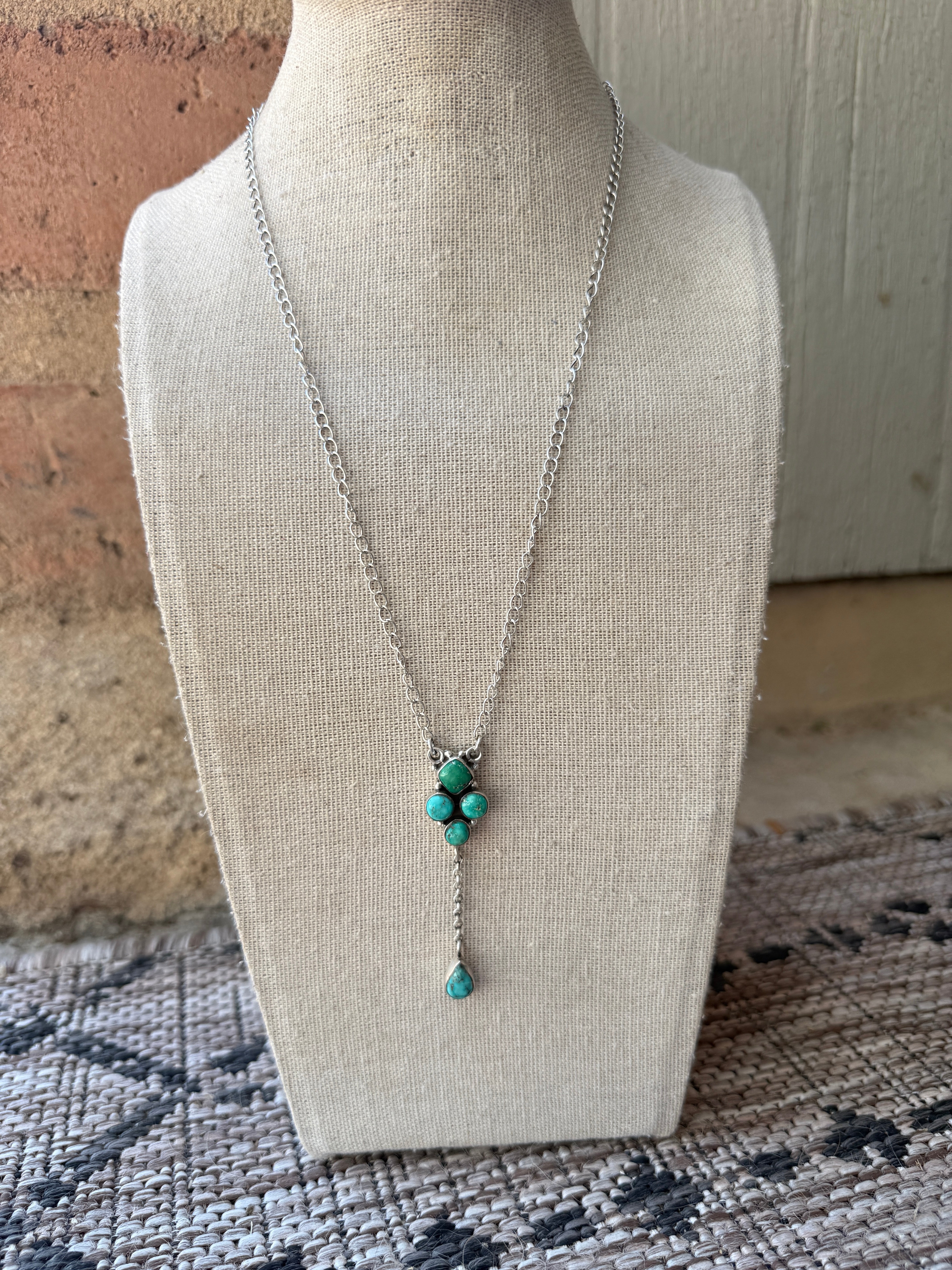 Beautiful Handmade Sterling Silver & Emerald Valley Turquoise Necklace