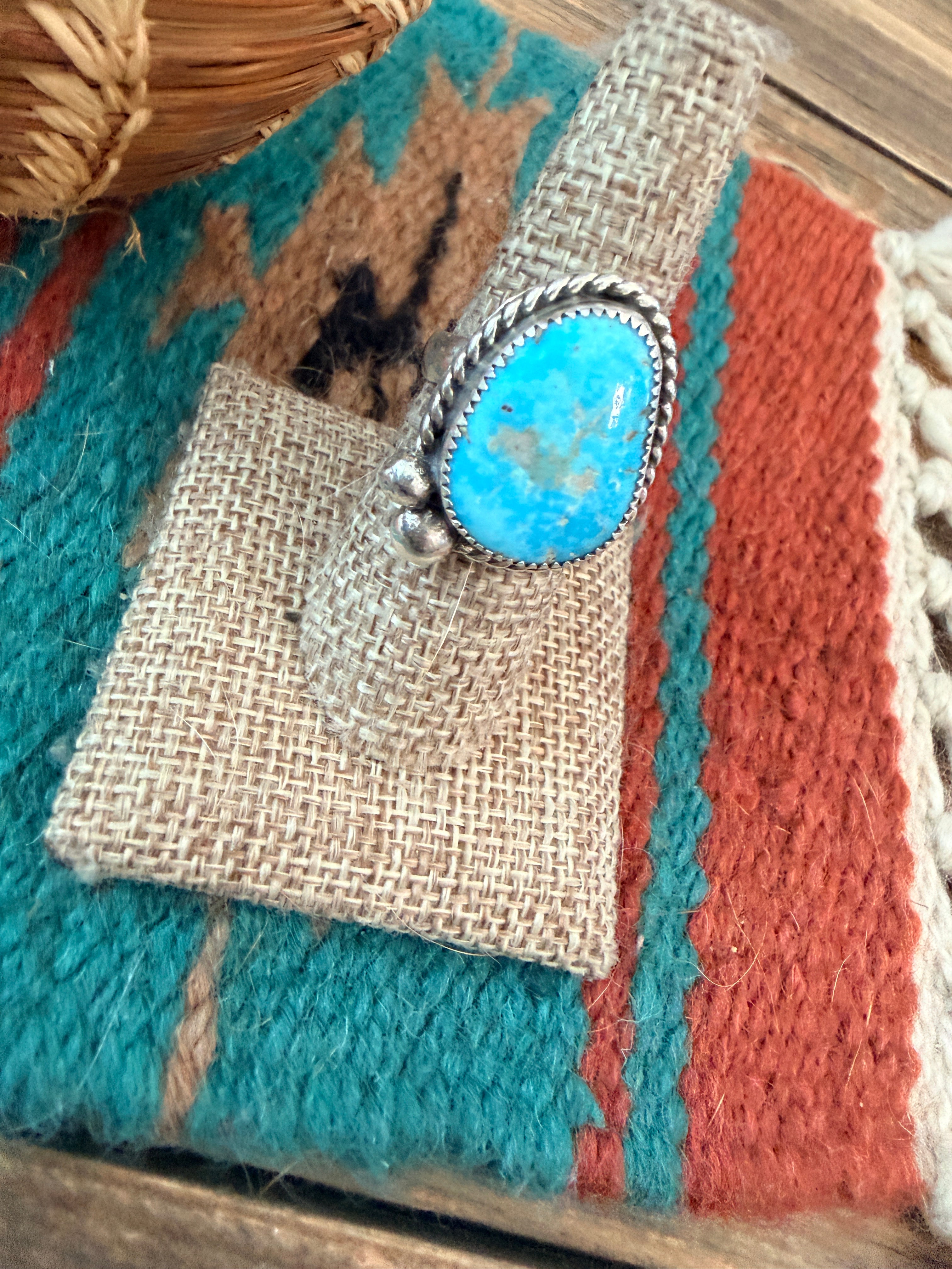 Handmade Sterling Silver & Turquoise Adjustable Ring