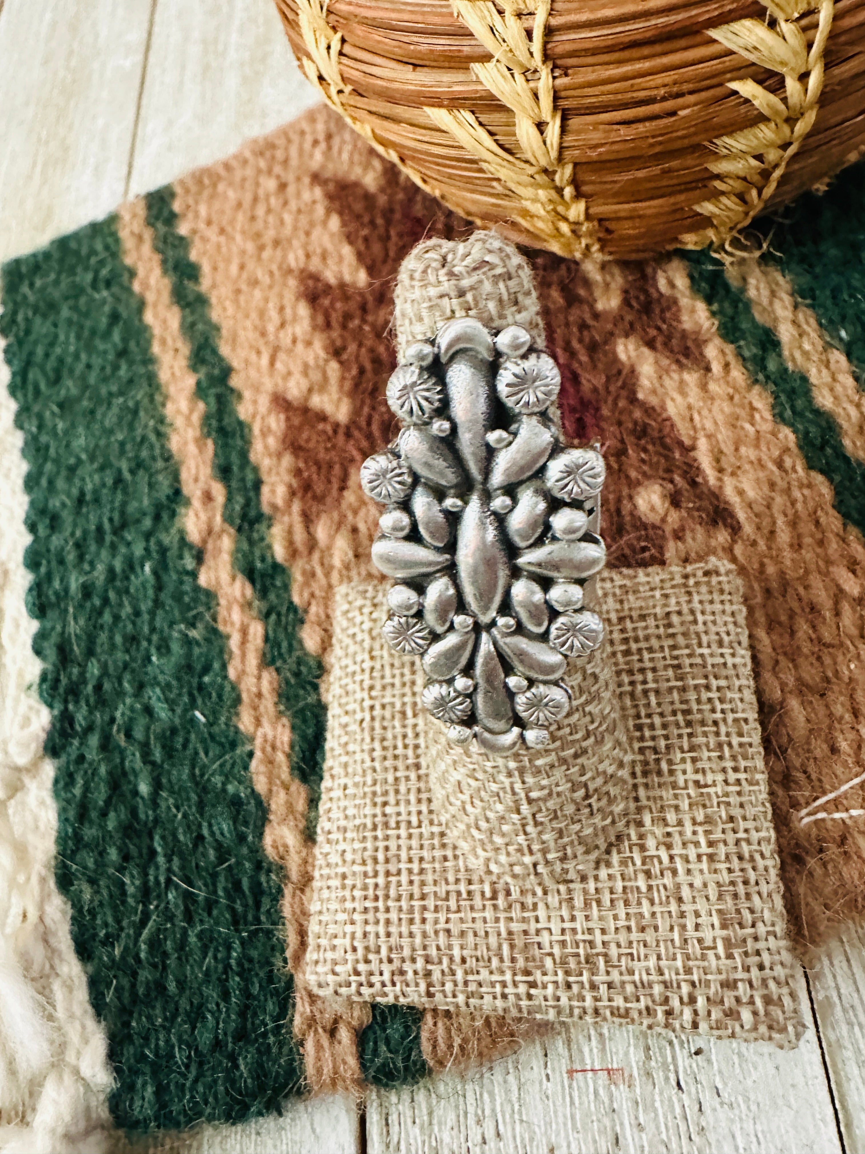 Handcrafted Sterling Silver Adjustable Concho Ring by Leroy James